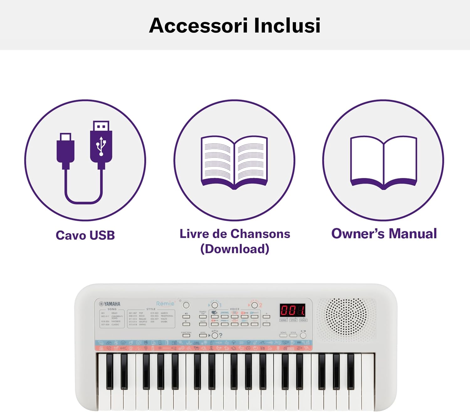 Thumbnail 6 de Yamaha Remie PSS-E30: Tastiera Digitale per Bambini, 37 Mini Tasti, Suoni e Funzioni di Apprendimento