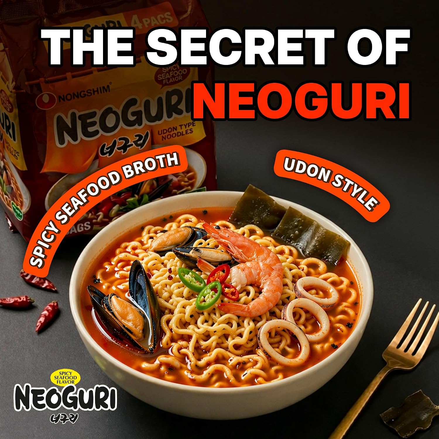 Detalle 2 de Nongshim Korean Ramen Variety Pack, 16 Pack with Shin Ramyun, Neoguri & Chapagetti