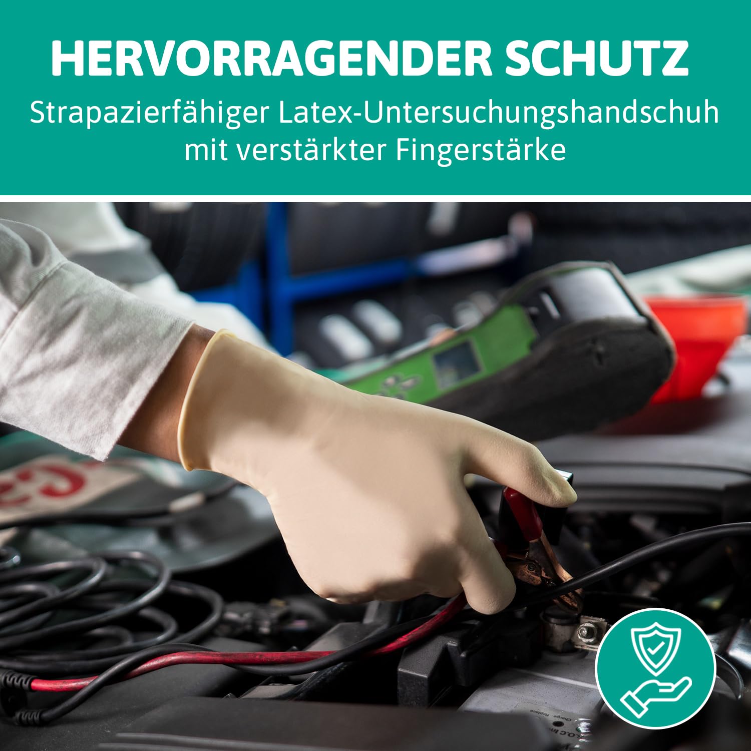 Detalle de Ansell Microflex 63-864 Einmalhandschuhe – Latex, Texturierte Fingerspitzen, Größe M, 100 Stück
