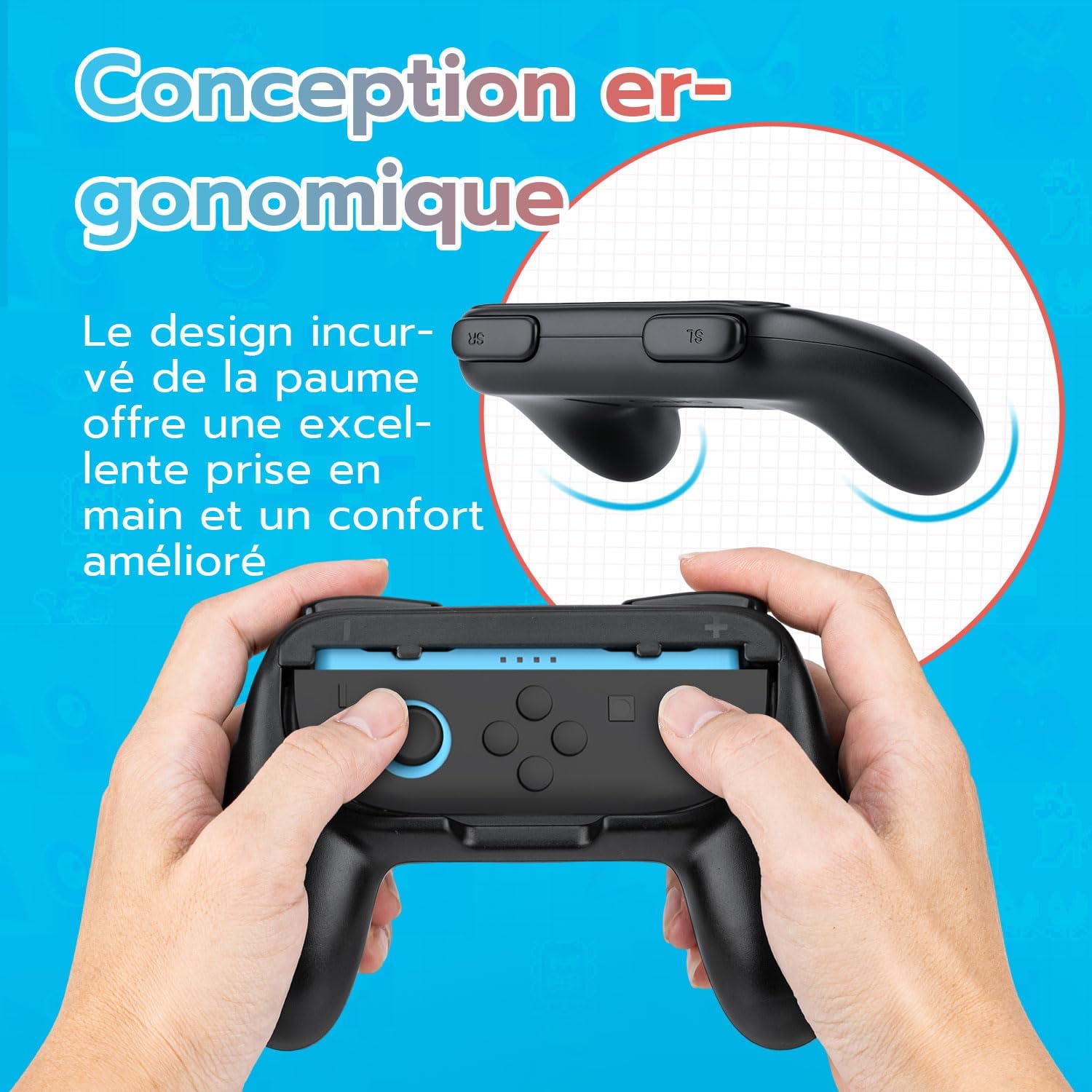 Detalle de Pack 2 poignées Joy-Con pour Nintendo Switch 2 Mcbazel avec fonction de charge