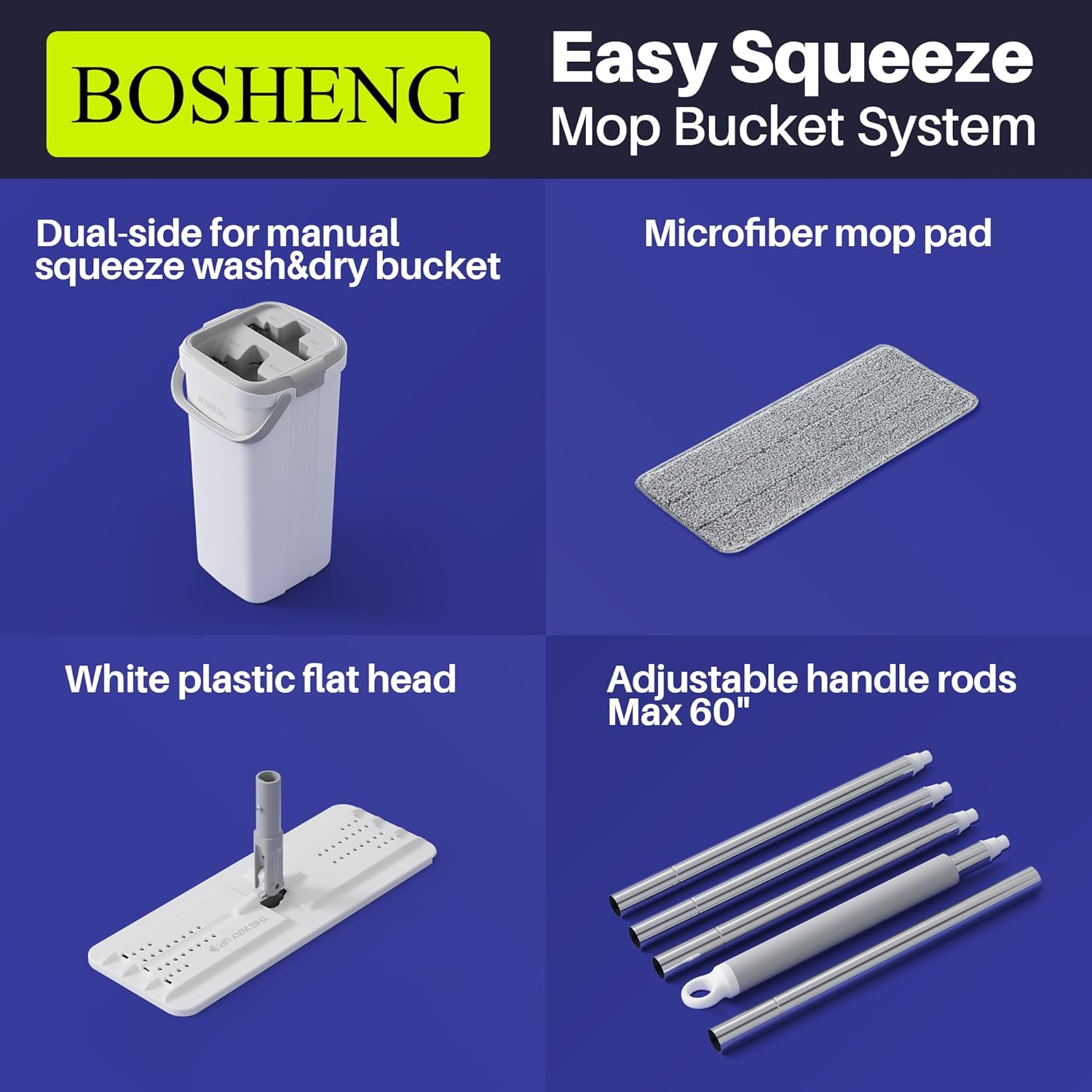 Thumbnail 4 de BOSHENG Mop and Bucket Set 60" extensible handle