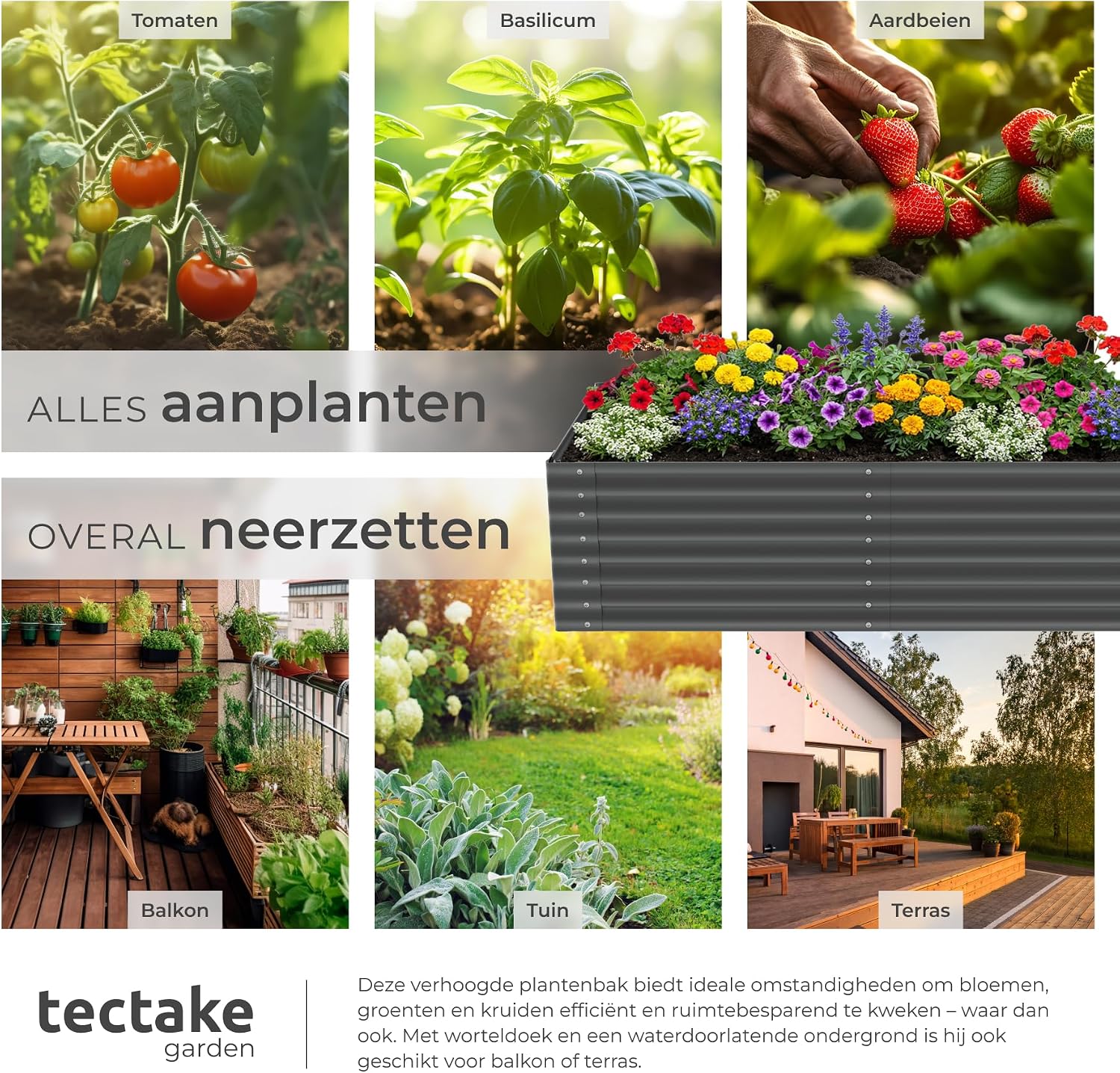 Thumbnail 4 de tectake 406437 verhoogde plantenbak van verzinkt staal, 1200 liter
