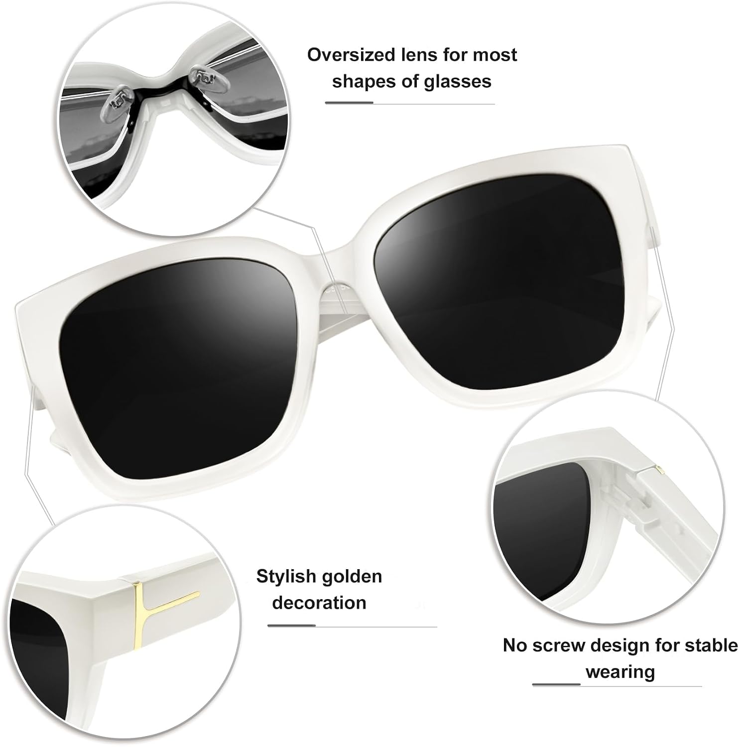 Thumbnail 4 de KANASTAL Übergröße Überzieh-Sonnenbrille für Brillenträger (Fit Over) – quadratisch, polarisiert, UV400