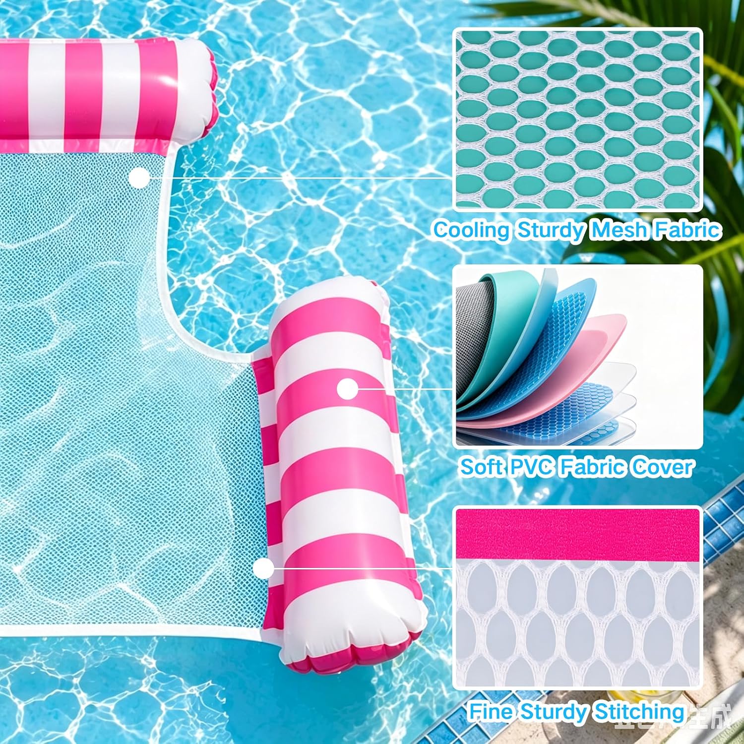 Thumbnail 1 de Wudyfei 4-in-1 Inflatable Pool Chair (2 Pack) – Blue & Red, Air Pump Included
