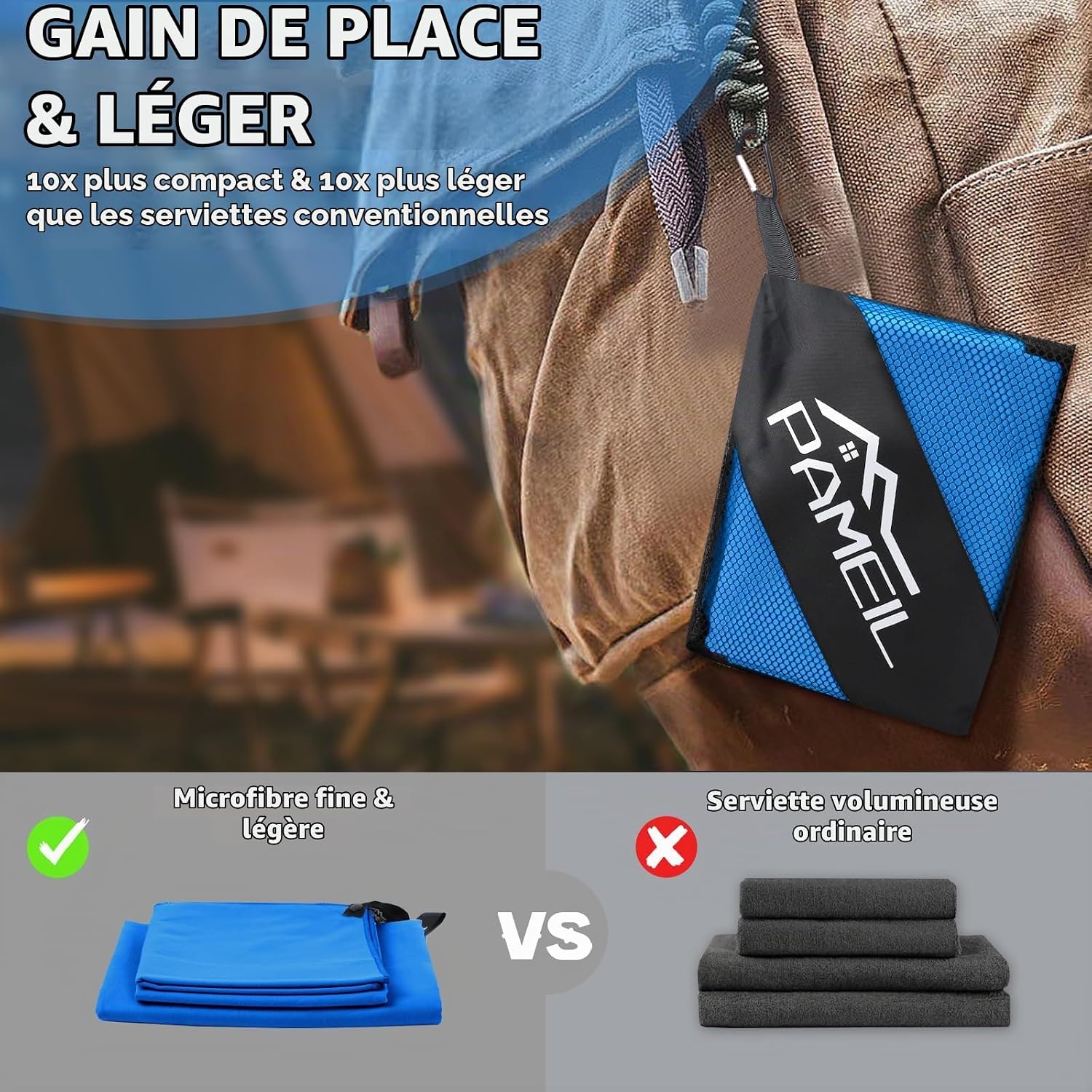 Detalle de Pameil C004-066-DE microvezelhanddoekenset, 3 stuks met saunahanddoek