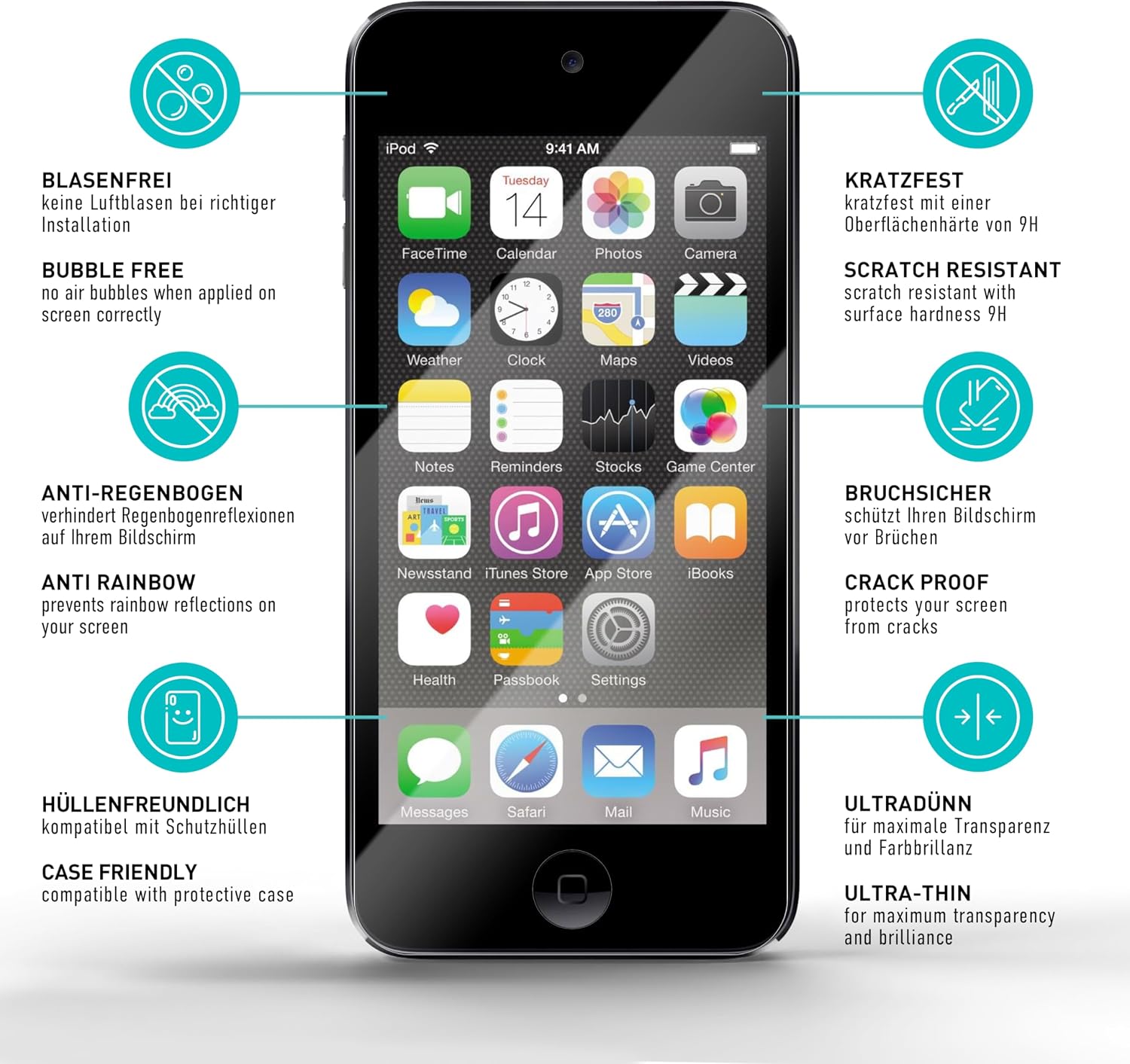 Thumbnail 5 de SmarTect Tempered Glass Screen Protector for iPod touch 5G, 6G & 7G, 9H, 3-Pack