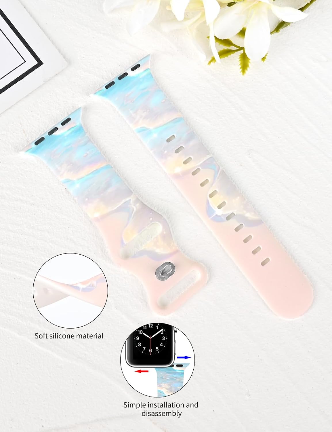 Thumbnail 2 de Vozehui Leopard Print Silicone Strap for Apple Watch 38–46mm – Durable, Adjustable and Stylish