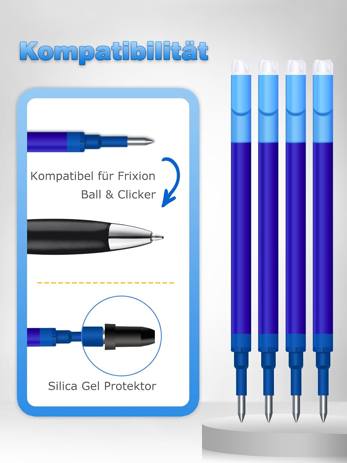 Detalle de 14x radierbare Ersatzminen 0,7 mm (blau) für Gelstifte – DealKits kompatibel mit Pilot FriXion & Eberhard Faber