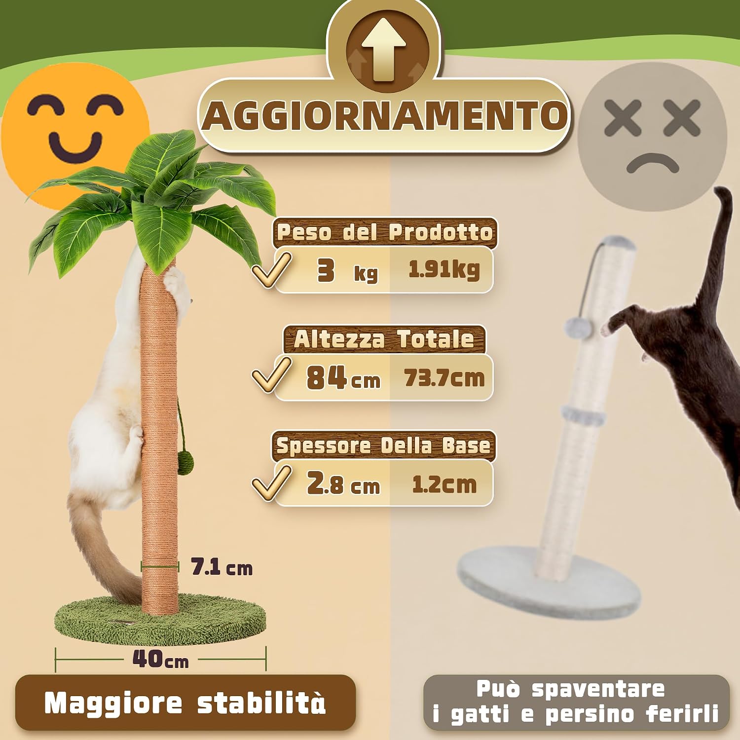 Thumbnail 4 de MEOWOOU 84 cm tiragraffi per gatti alto in sisal verde 🐱
