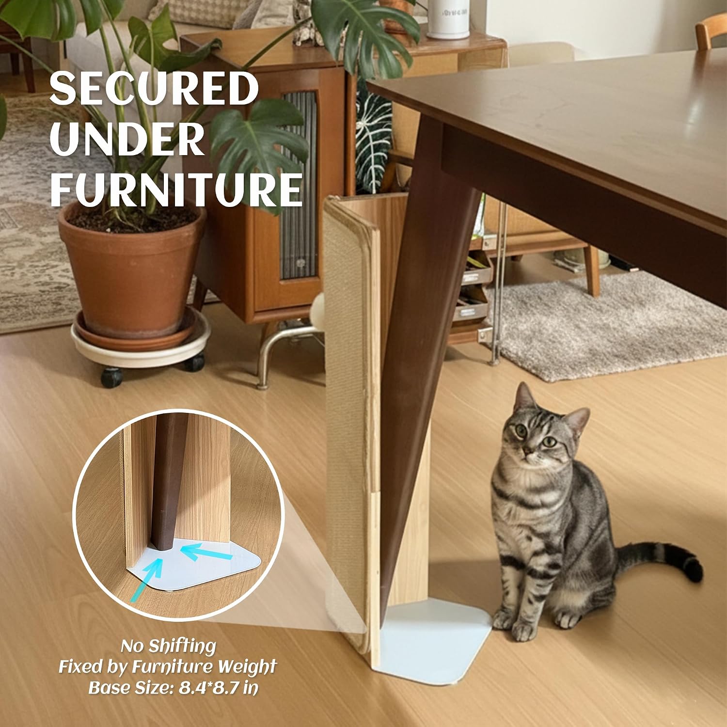 Detalle de PETKARAY Under-Furniture Cat Scratcher: 60cm Sisal Scratching Post for Sofa Corners