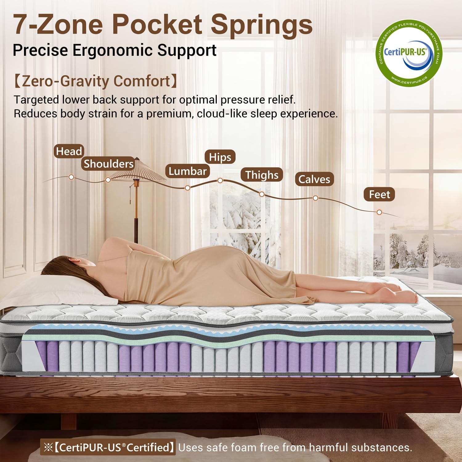Detalle 2 de NineLan Orthopaedic Double Mattress 4FT6 – 135x190x27cm