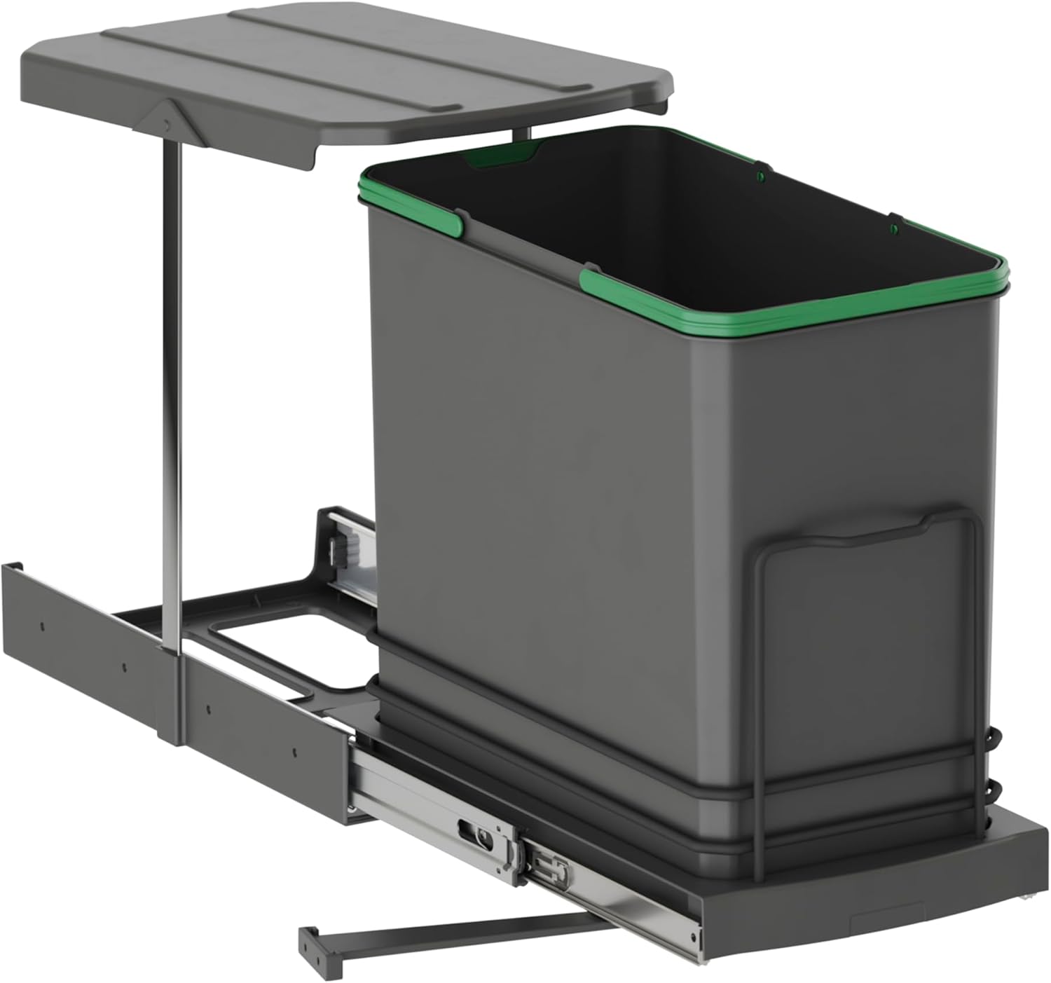 Detalle de Emuca Poubelle de tri sélectif pour meuble de cuisine – 24 L, fixation par le bas, extraction manuelle/automatique