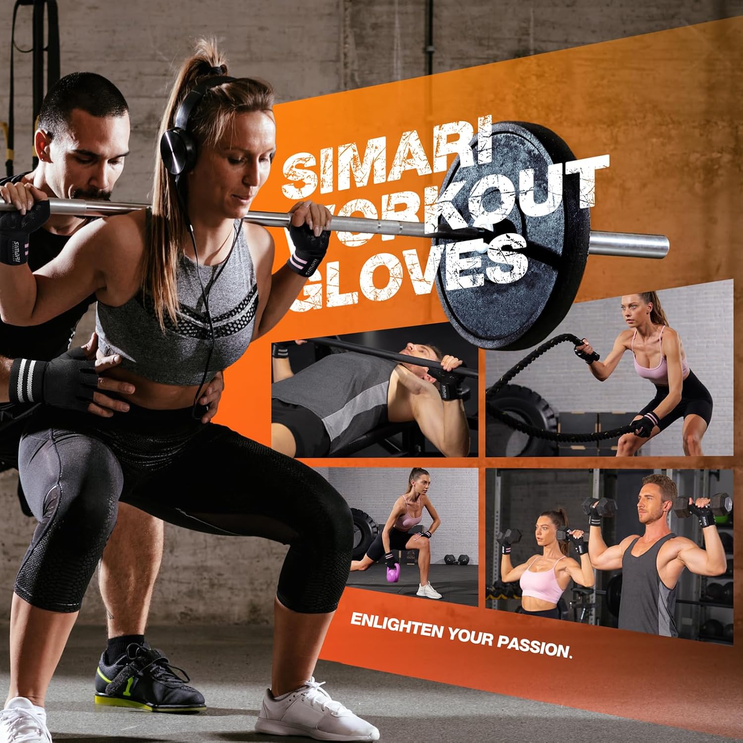 Detalle 2 de SIMARI Workout Gloves with Wrist Wrap, SBR Padding and Silicone Grip