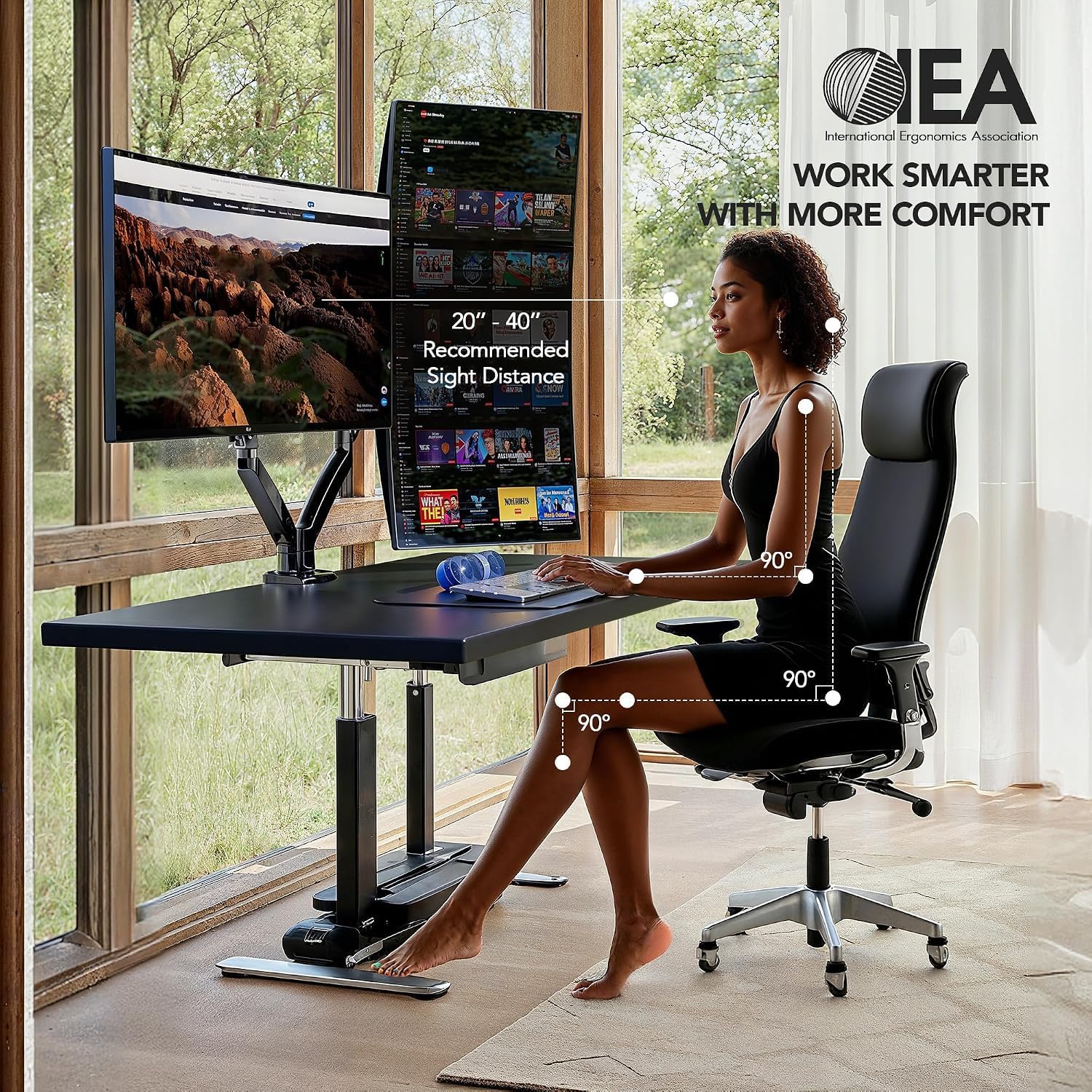 Detalle de HUANUO Dual Monitor Arm for 13–40 Inch Monitors