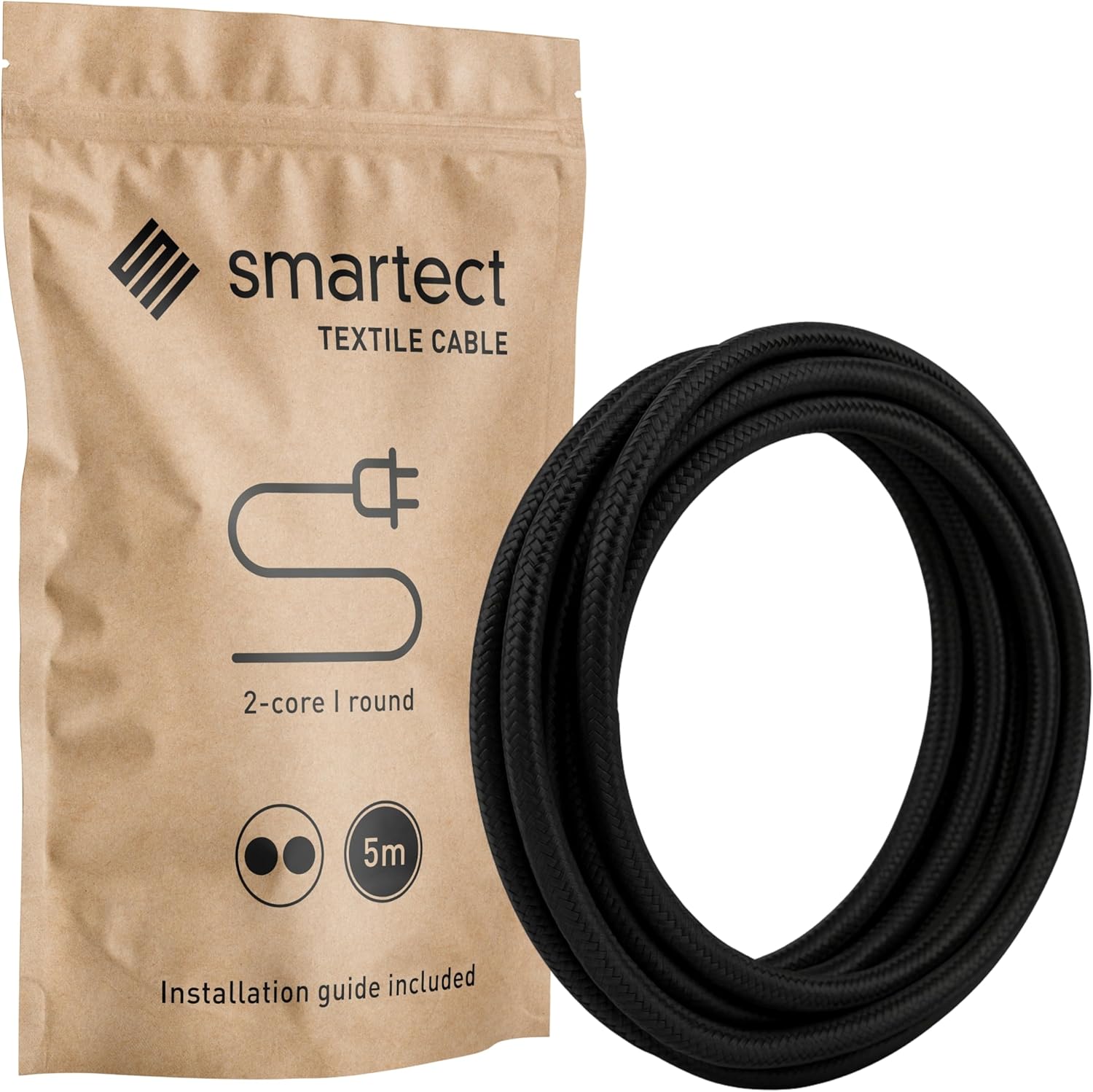 smartect Cable Textil 5 m Negro