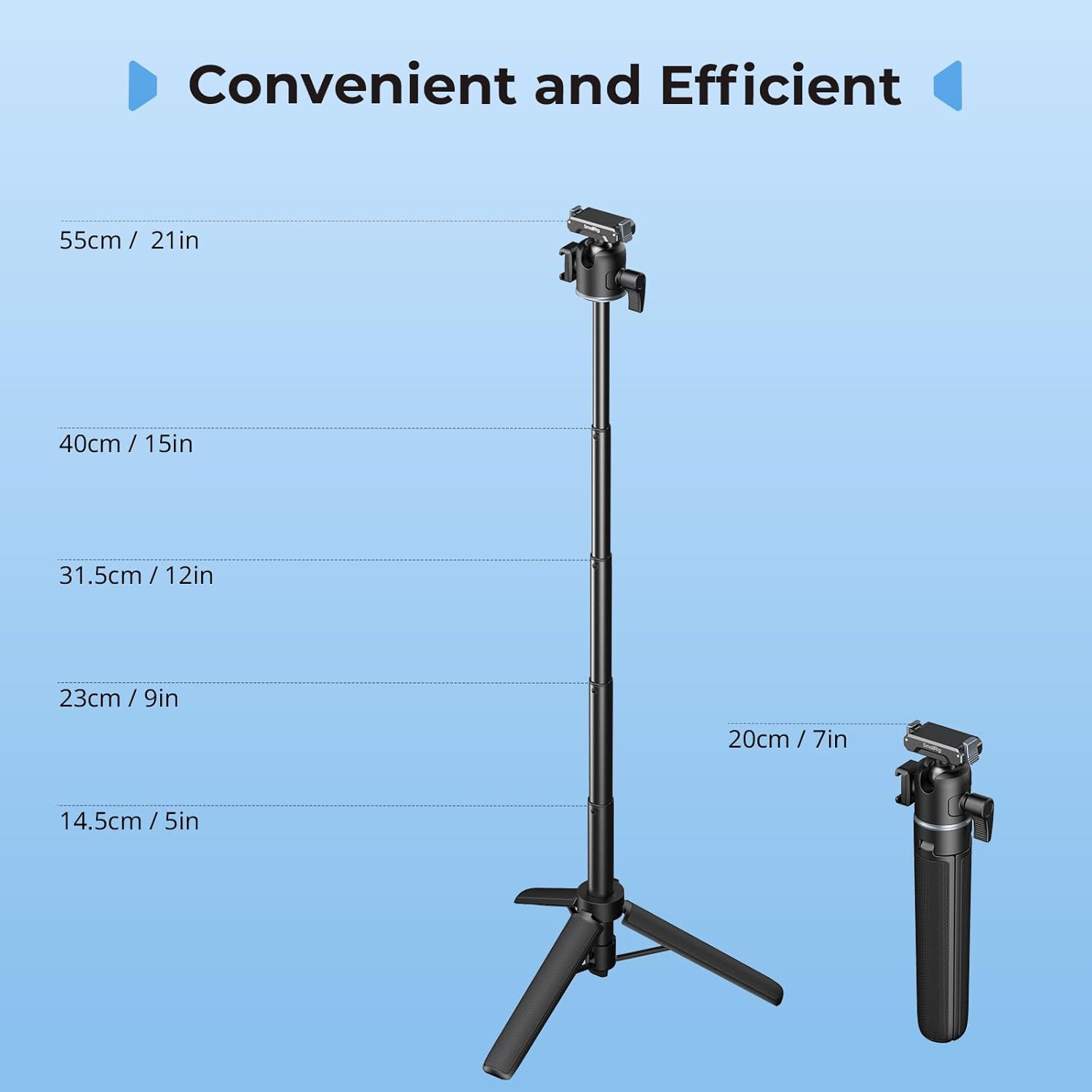 Thumbnail 4 de SMALLRIG Trépied pour caméras d'action avec tête sphérique à 360° et perche extensible – compatible DJI Osmo Action 5/4/3
