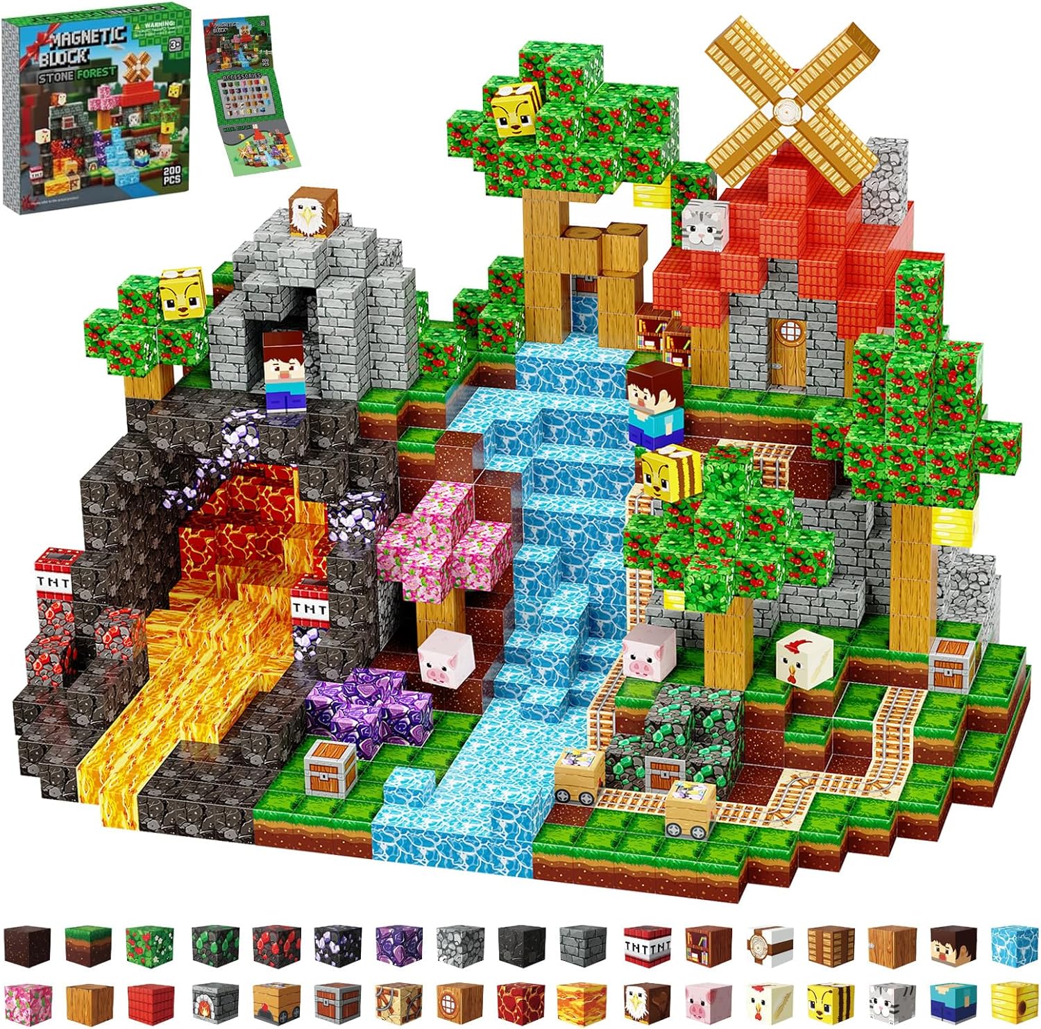 Thumbnail 5 de Laoren Magnetic Building Blocks 200-Piece STEM Magnet Cubes Set (Ages 4–12)