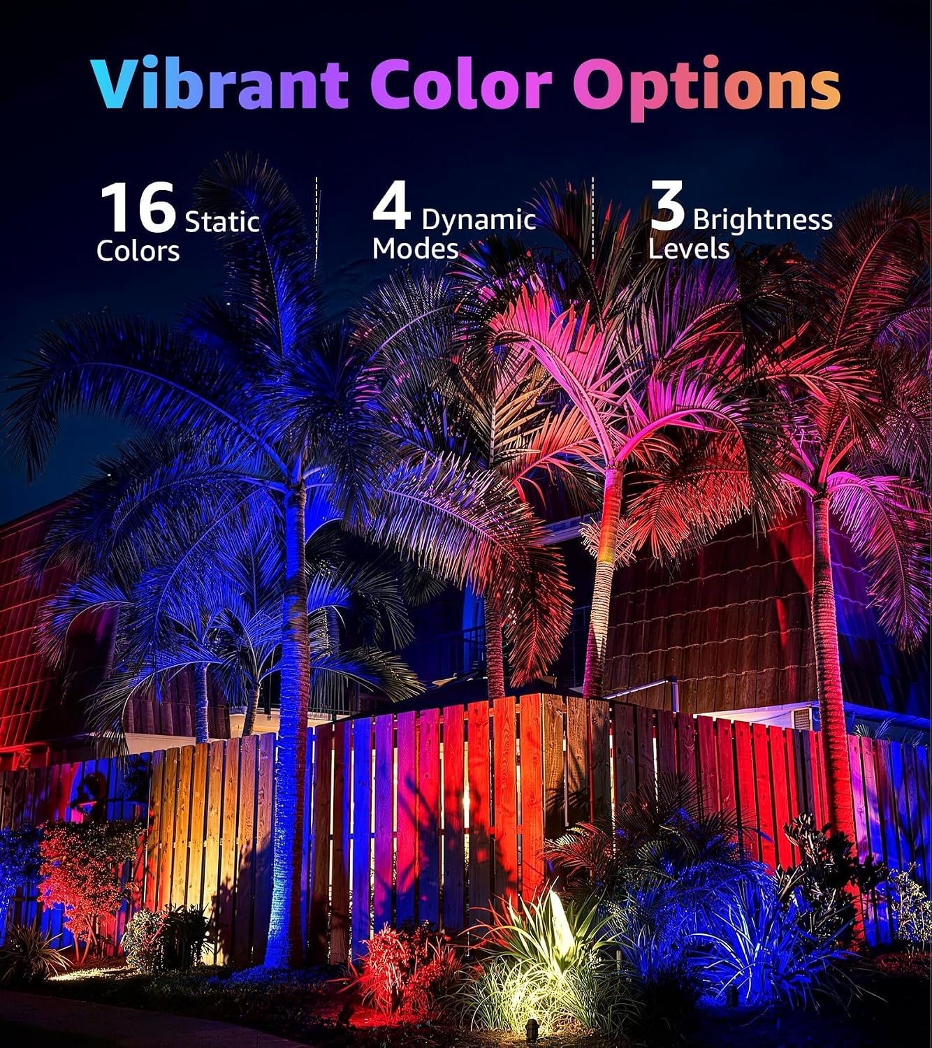 Detalle 2 de SUNVIE RGBW Outdoor Spotlights, 12W LED, 16 Colors, IP65, 6-Pack