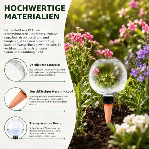 Detalle 2 de XIANJIA 6er Set Bewässerungskugeln für Pflanzen – automatische Selbstbewässerung (500 ml pro Kugel)