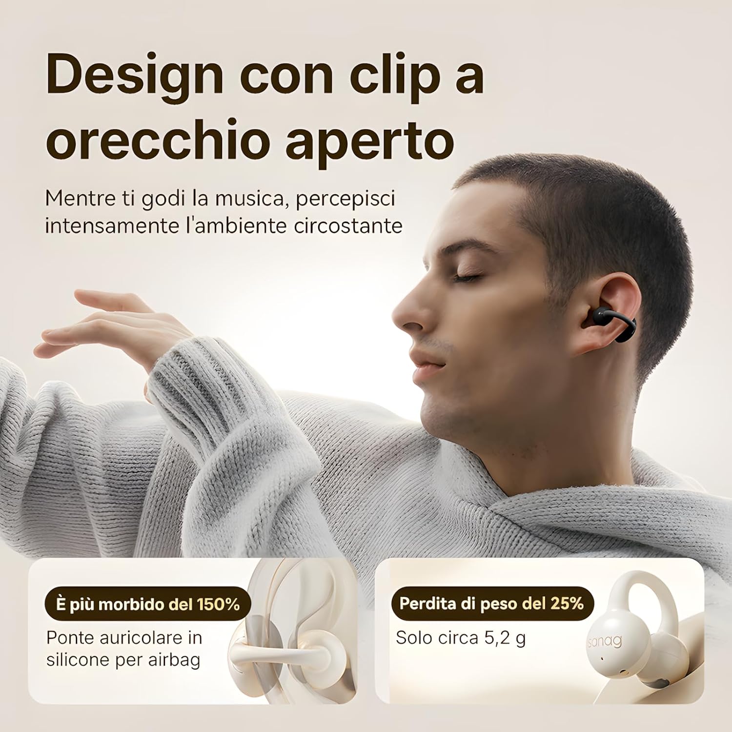 Detalle 2 de SANAG Z60S Auricolari Open Ear 50 Ore 📢
