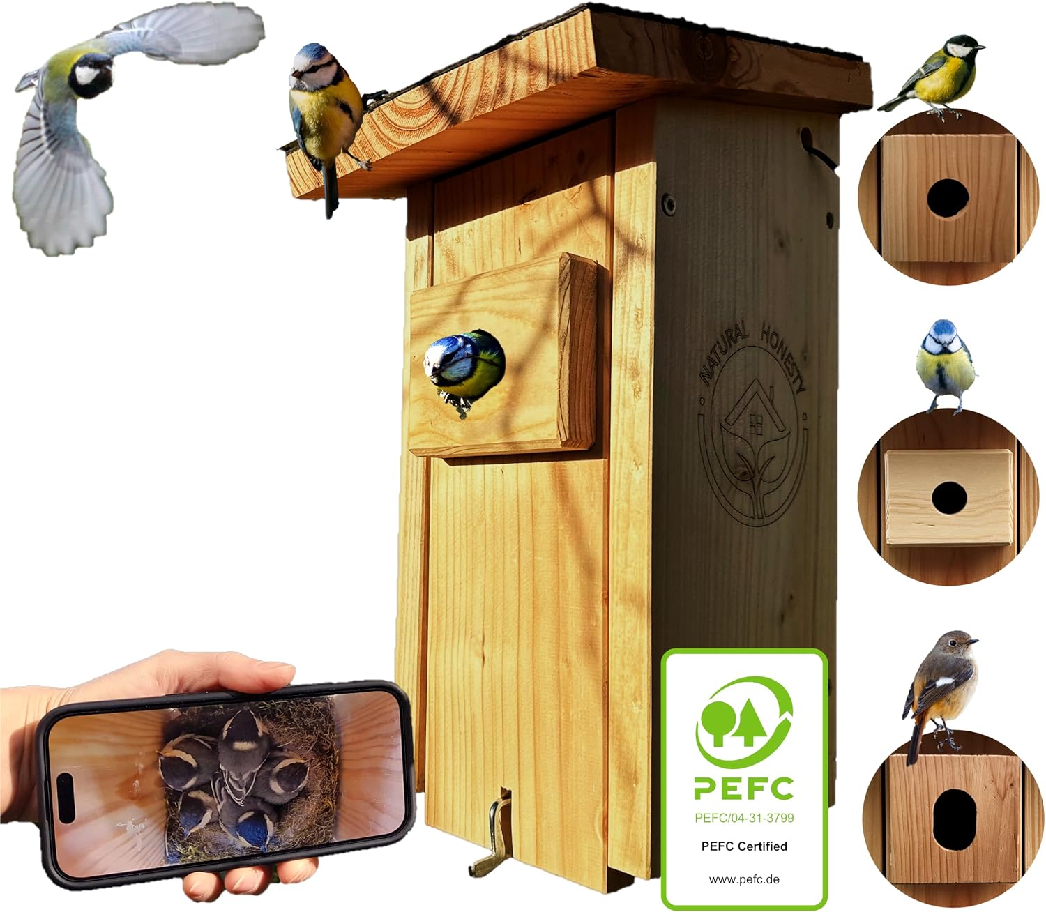 Detalle de Vogelnistkasten mit Kamera Live Stream 3 MP