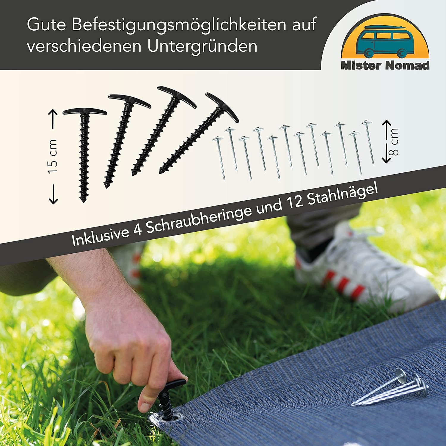 Thumbnail 4 de Mr Nomad Vorzeltteppich 4x2,5 m aus HDPE (300 g/m²) – UV-beständiger Campingboden für Wohnwagen & Wohnmobil