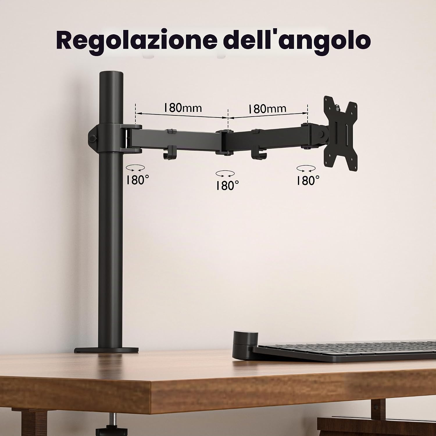 Thumbnail 2 de BONTEC Braccio Monitor Singolo con Morsetto per schermi 13–32" VESA 75x75–100x100