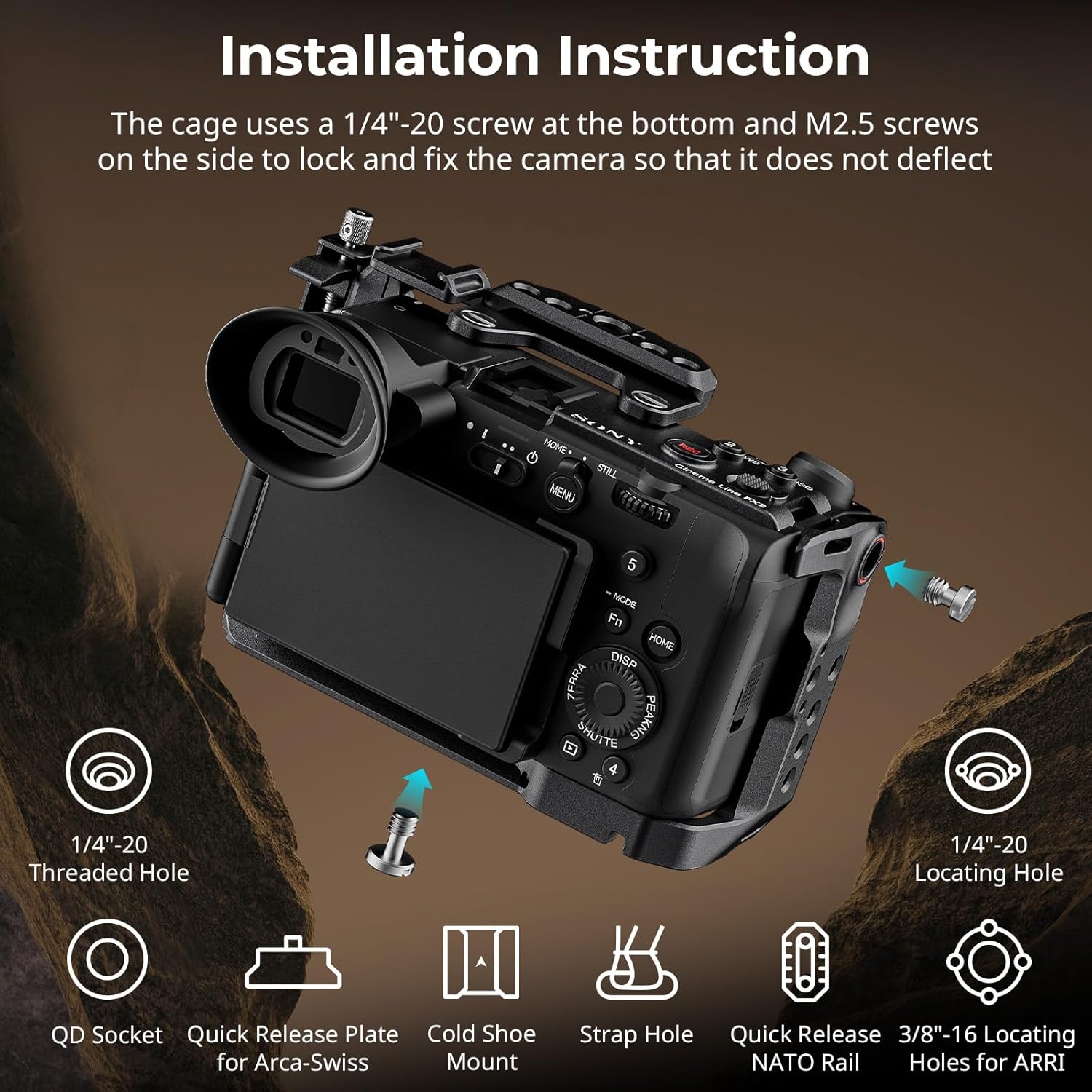Thumbnail 2 de SmallRig Cage pour Sony FX2 avec HawkLock et plaque supérieure – fixation rapide et modularité
