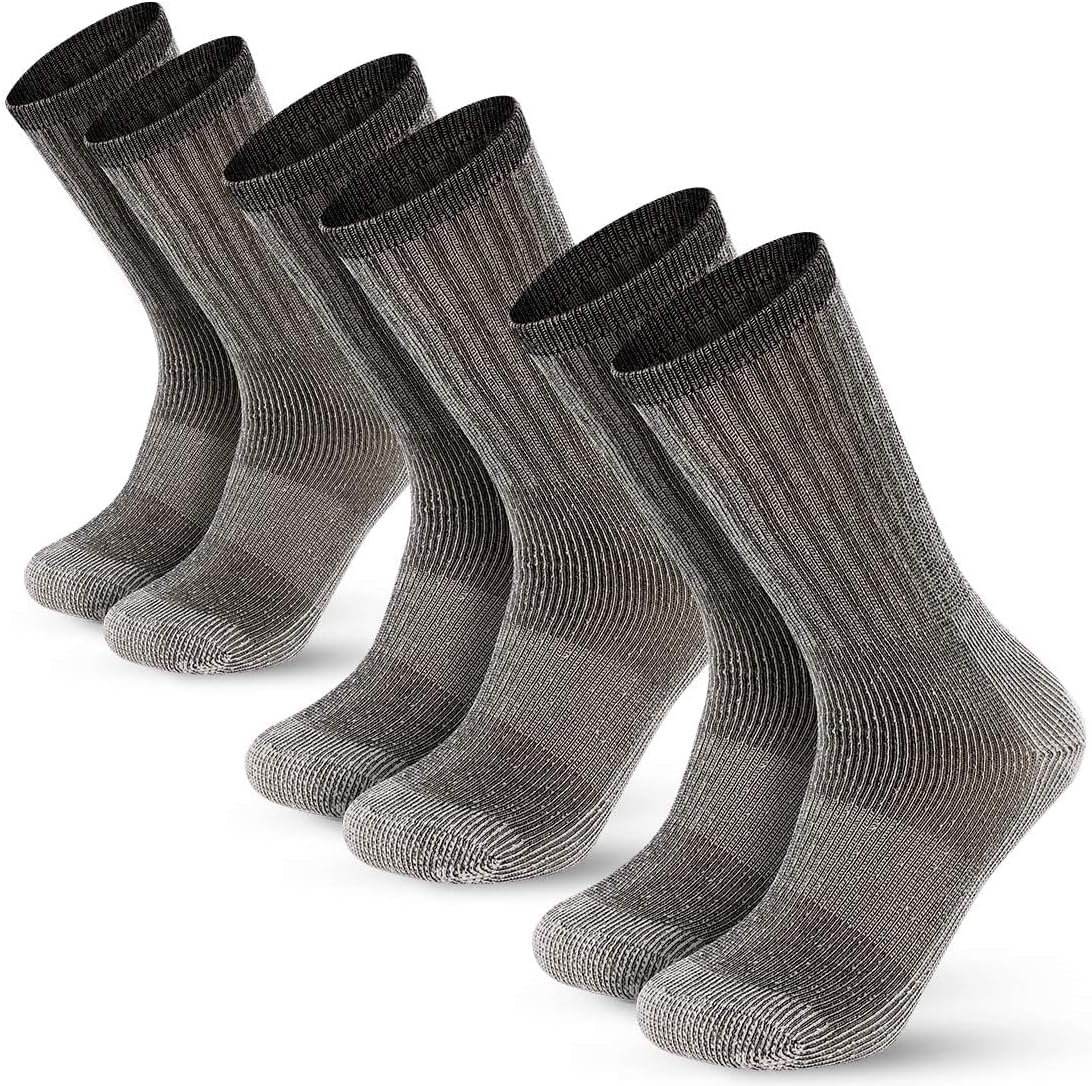 Detalle de Vihir Men's Thermal Hiking Socks, 80% Merino Wool, Calf Tube, 3-Pack
