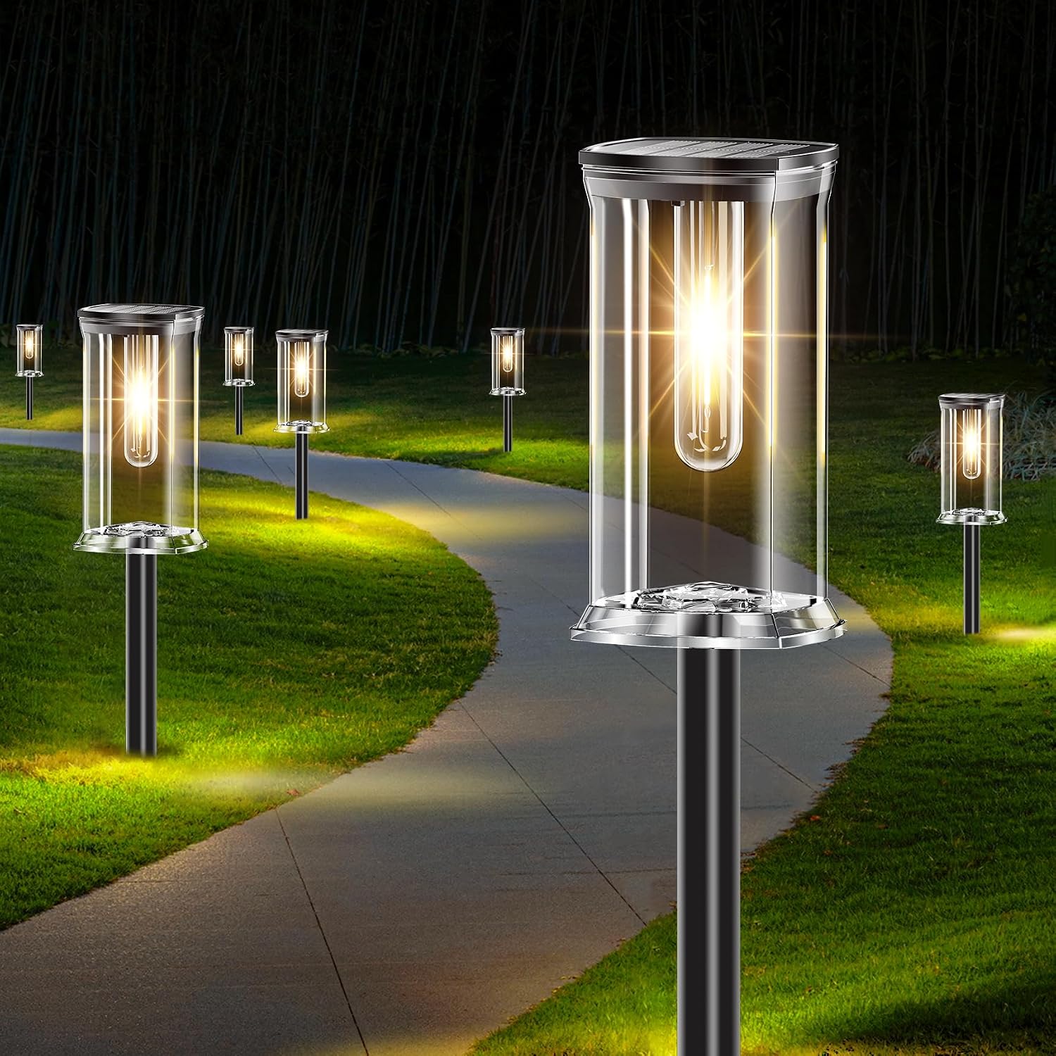 Detalle de SOLARBABY 12 Pezzi Luci Solari da Giardino Esterno LED Bianco Caldo IP65