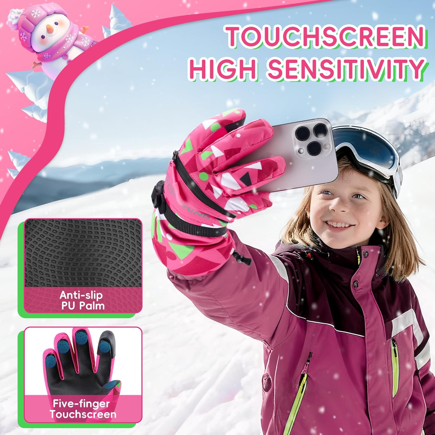 Thumbnail 5 de West Biking Kids Ski Gloves 3M Thinsulate, age 6–12