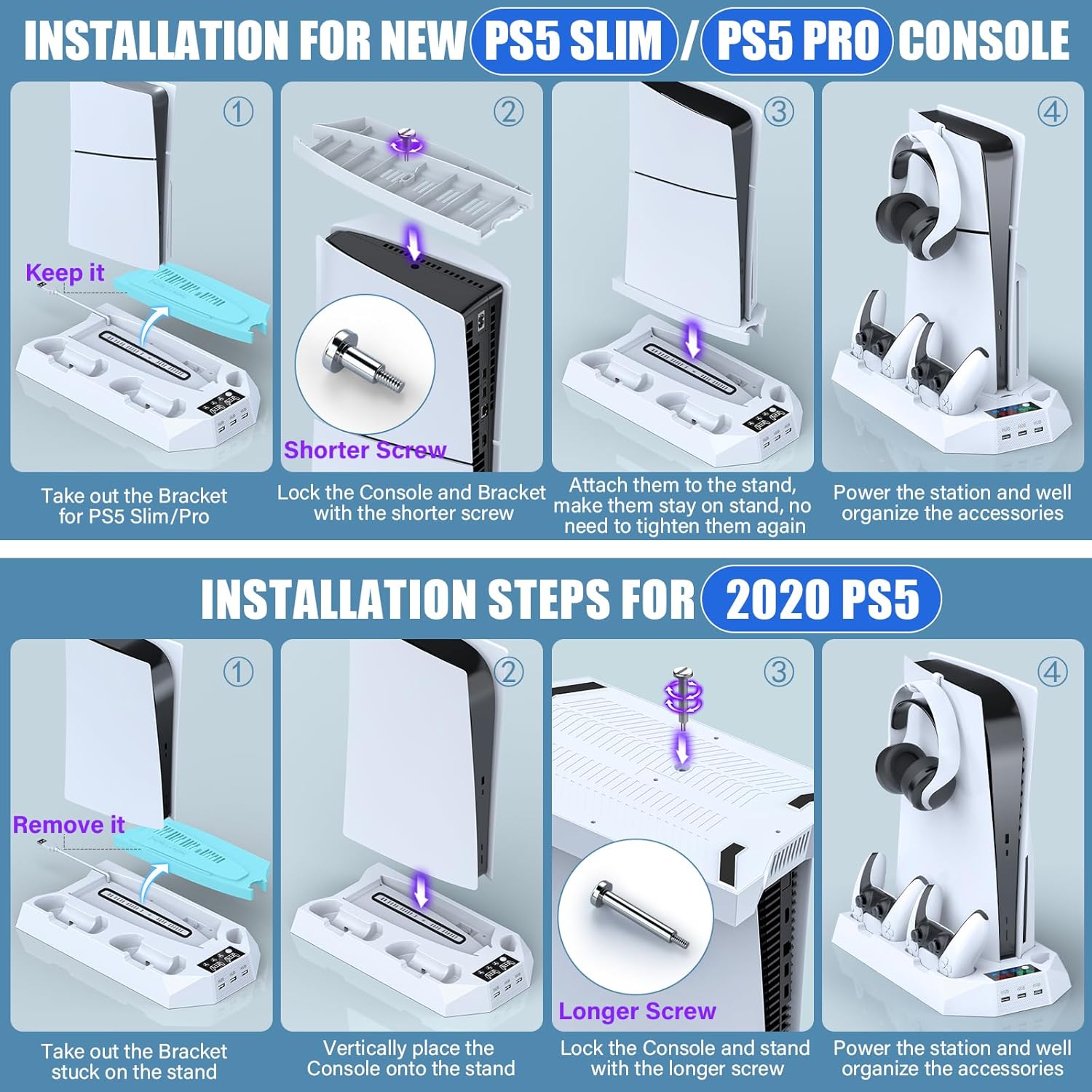 Thumbnail 6 de ZRZLMVP PS5 Cooling Stand with Controller Charging Station for PS5 Slim/Pro/Digital Edition