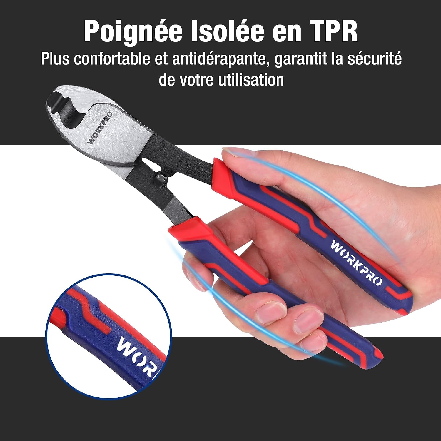 Thumbnail 6 de WORKPRO W015052AU kabelkniptang 210 mm voor koper- en aluminiumkabels