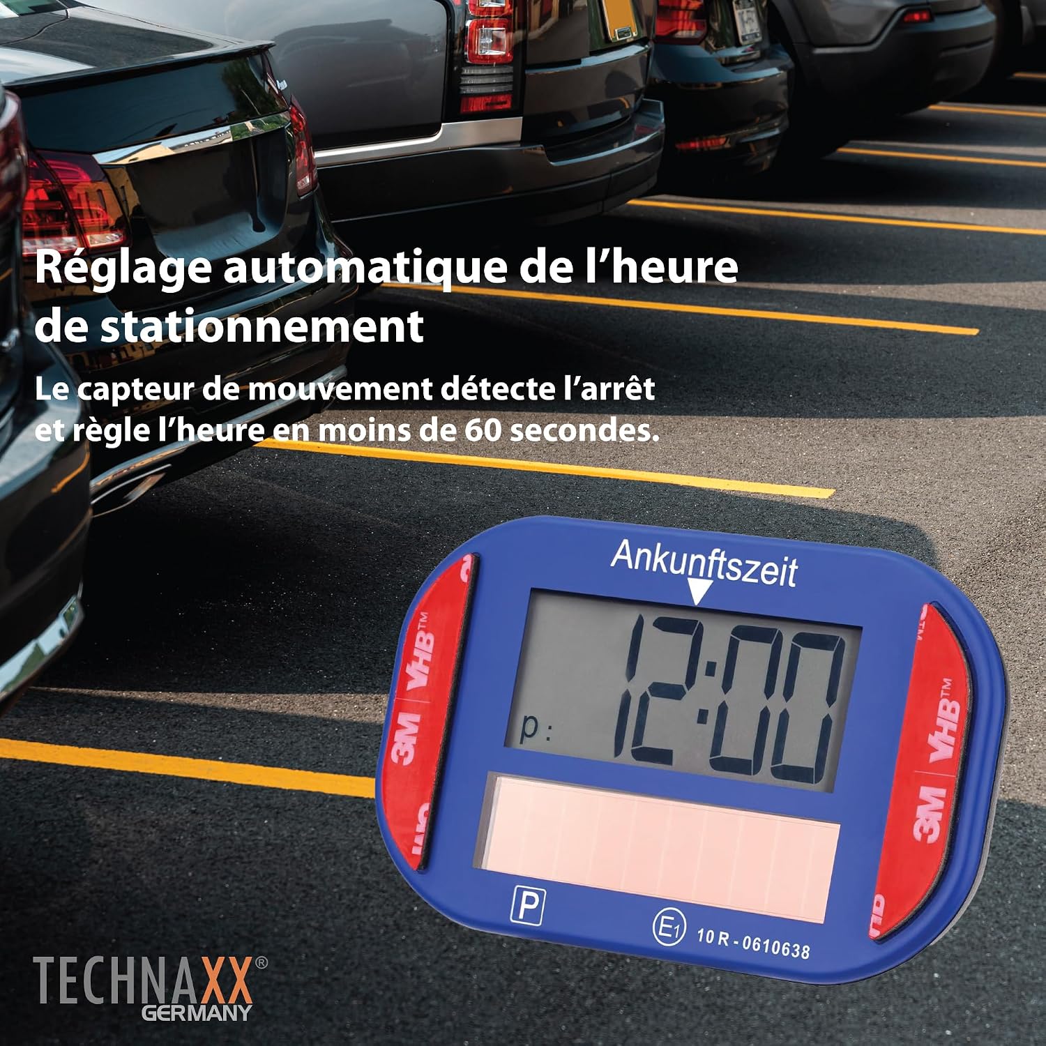 Detalle 2 de Technaxx TX-337 disque de stationnement électronique solaire avec double écran et horloge automatique