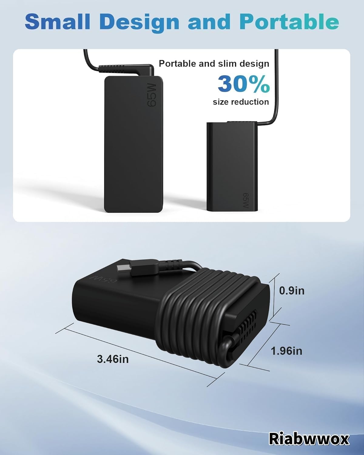 Thumbnail 3 de Riabwwox New Slim USB C Charger 65W