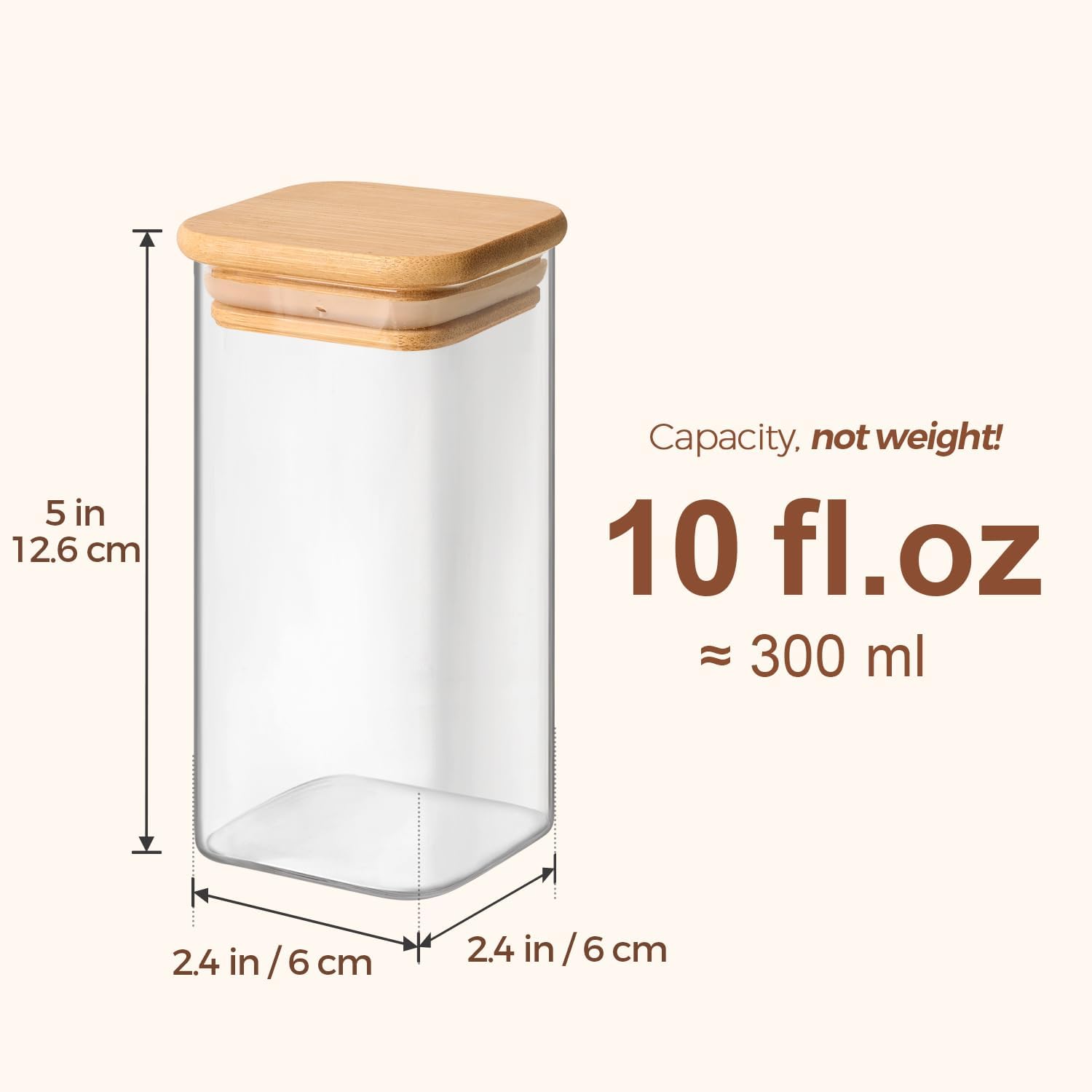 Thumbnail 2 de ComSaf Glass Spice Jars with Labels (10 oz) – 12 Pack with Large Square Bamboo Lids