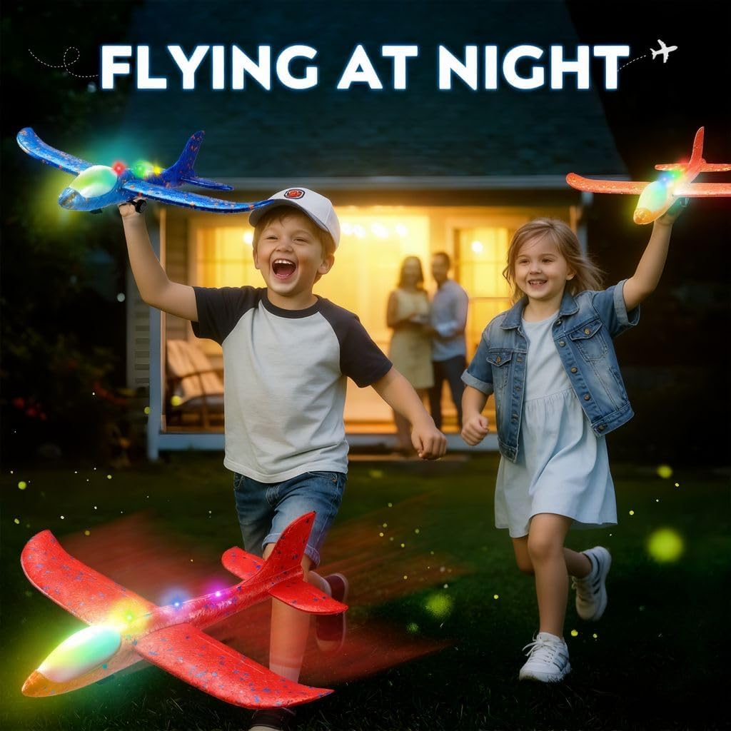 Detalle de SYHLN 3 Pack Airplane Launcher Toys - LED Foam Planes with Dual Flight Modes for Outdoor Fun (Ages 4-8)