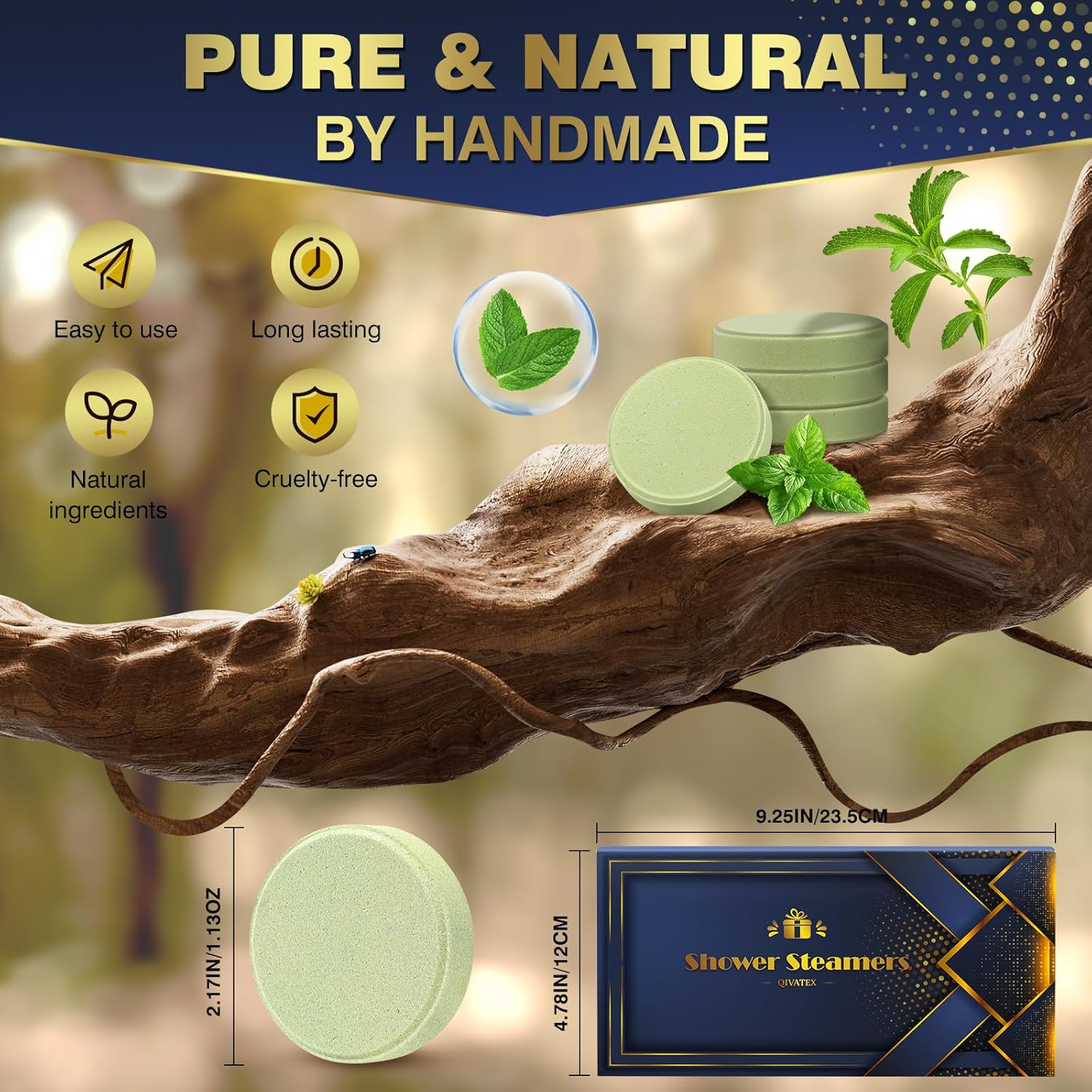 Detalle de Qivatex Badebomben Aromatherapie – 8 Stück Duschdampfer für Männer