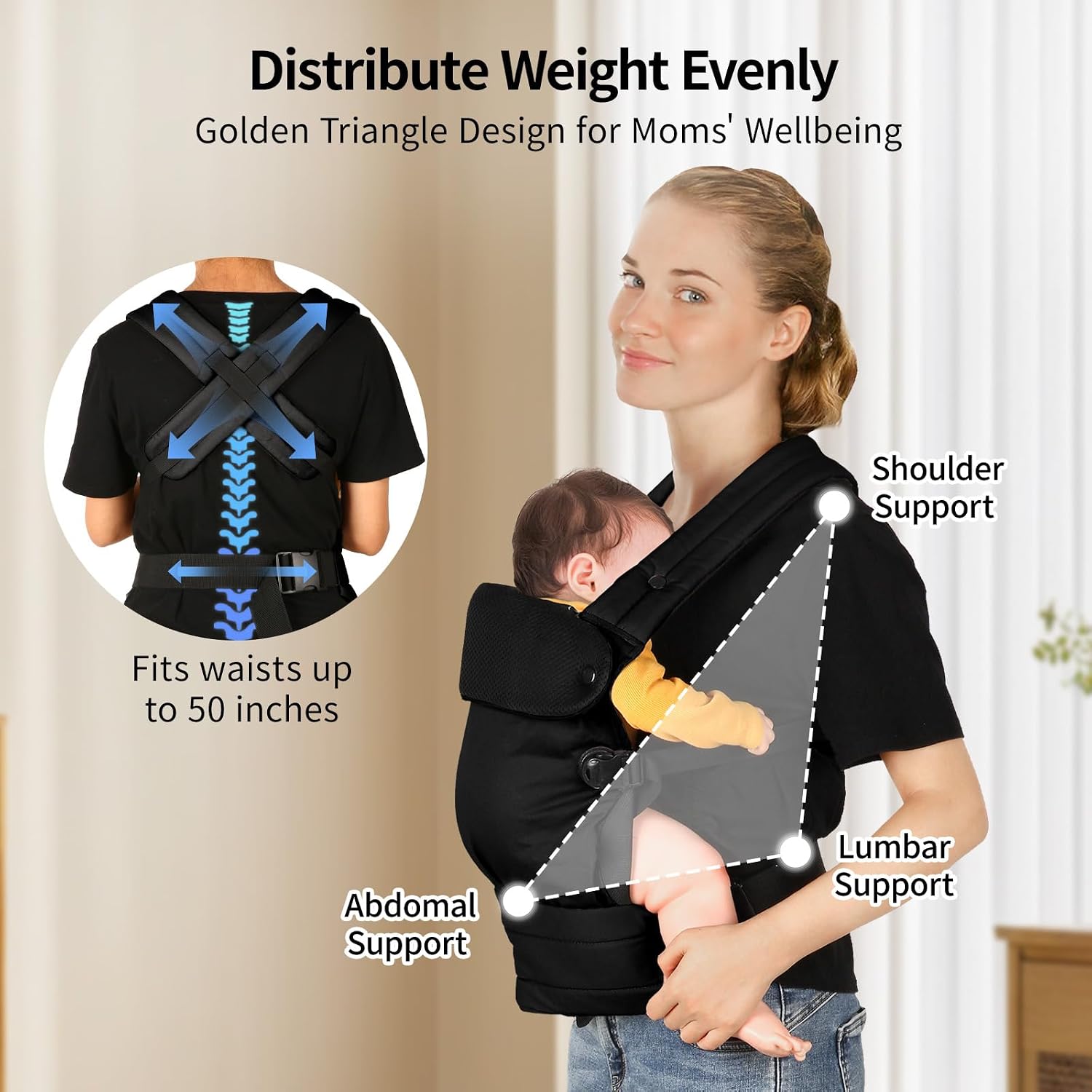 Thumbnail 4 de Tuocal Baby Carrier – Ergonomic Cotton Sling for 3–36 Months (8–44lbs), Grey