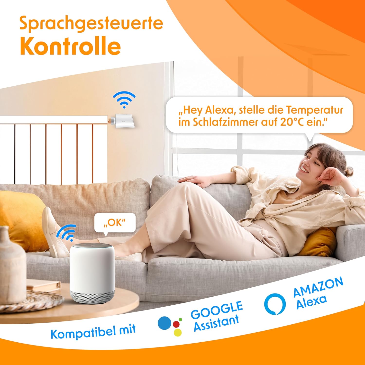 Thumbnail 3 de KESSER® WLAN Heizkörperthermostat WiFi mit App, Alexa & Google Assistant – mit 6 Ventil-Adaptern