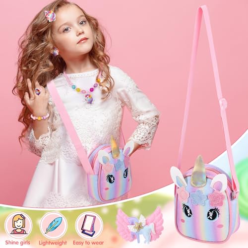 Detalle 2 de Yamitora Einhorn-Handtasche & Schmuck Set für Mädchen – Verspieltes Einhorn-Geschenk für 2–6 Jahre