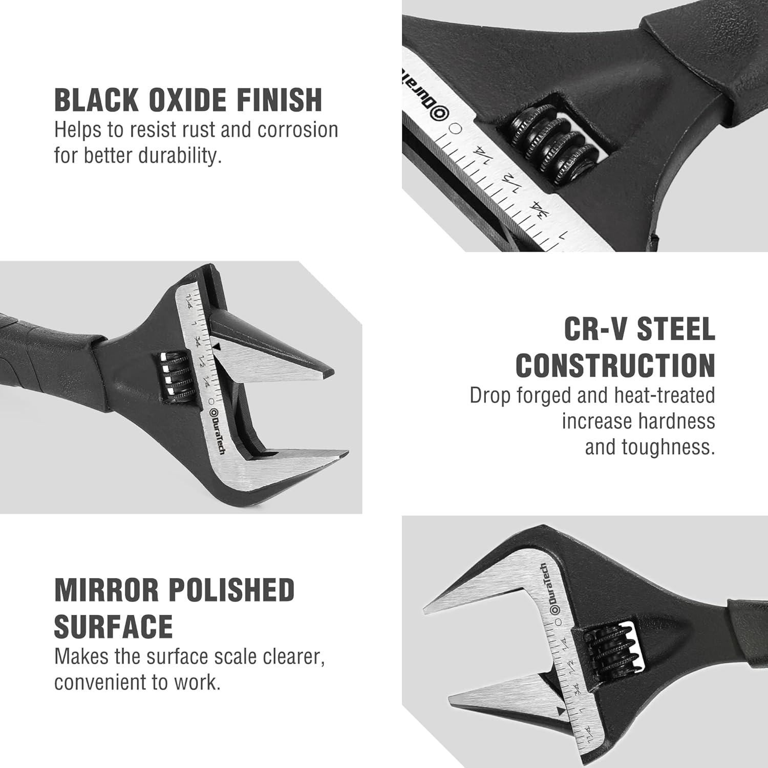 Thumbnail 4 de DURATECH 8-Inch Adjustable Wrench with Wide Jaw
