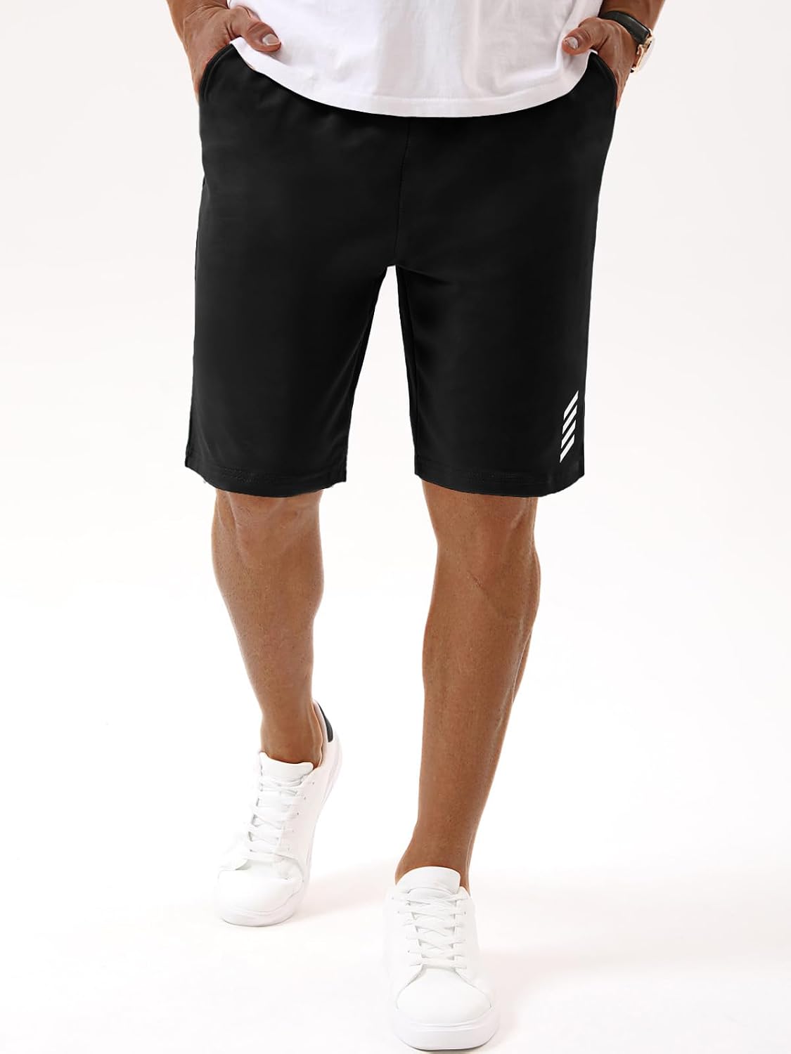 Detalle de Vortewind Kurze Hosen Herren Sweatshorts – Baumwolle, elastischer Bund, Taschen