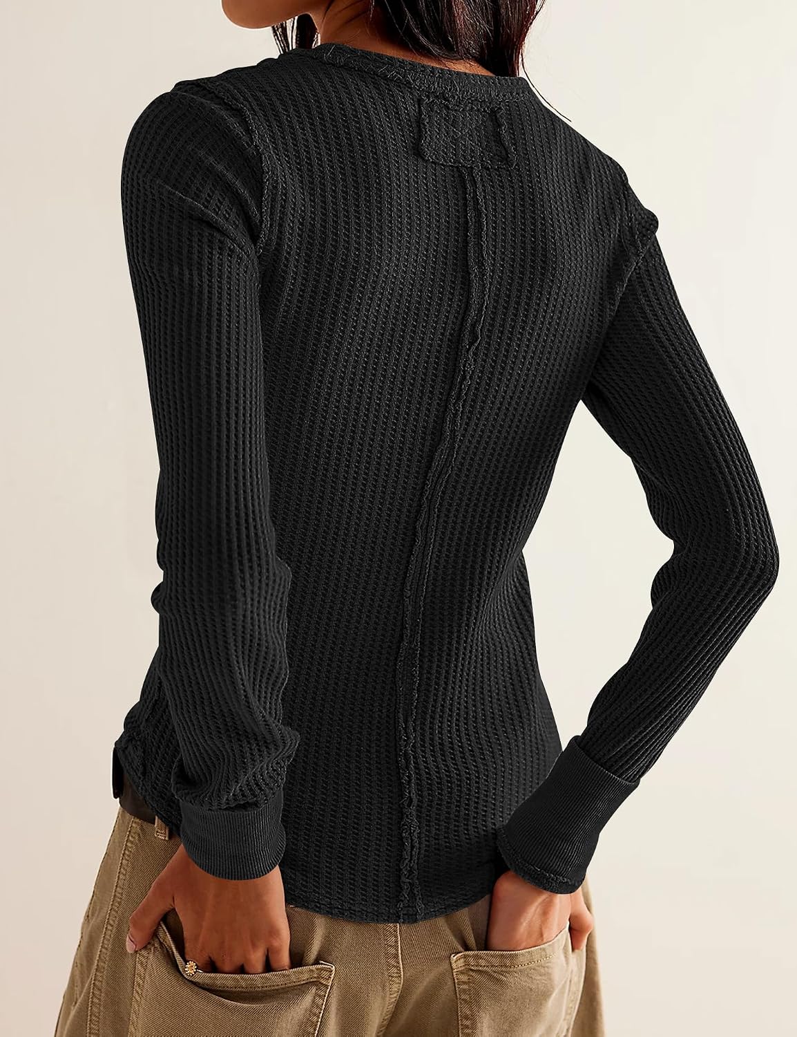 Detalle de morhuduck Women's Waffle-Knit Top in Cotton