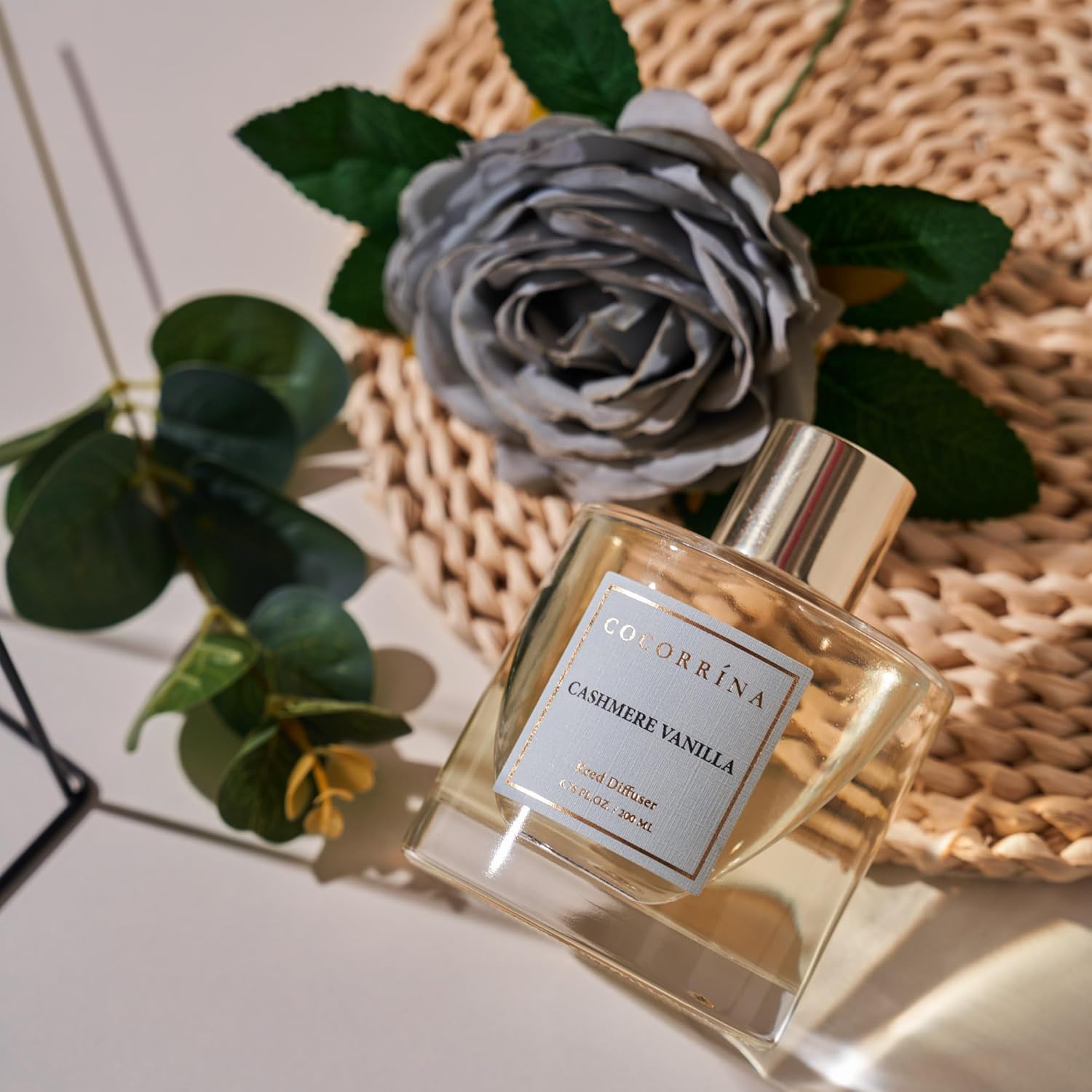 Detalle de Cocorina Reed Diffuser Set - Flower Reed Diffuser Cashmere Vanilla (6.7 fl oz, 1 pack)