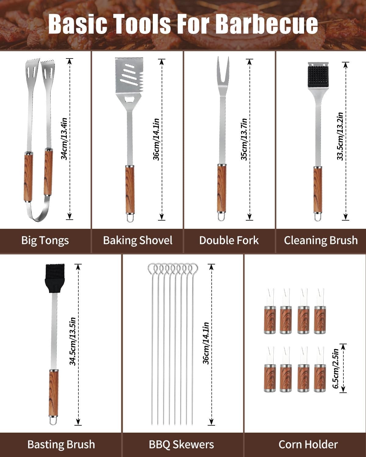 Detalle de KALAHOL 22-in-1 BBQ Tools Set: Extra Thick Stainless Steel, with Storage Bag