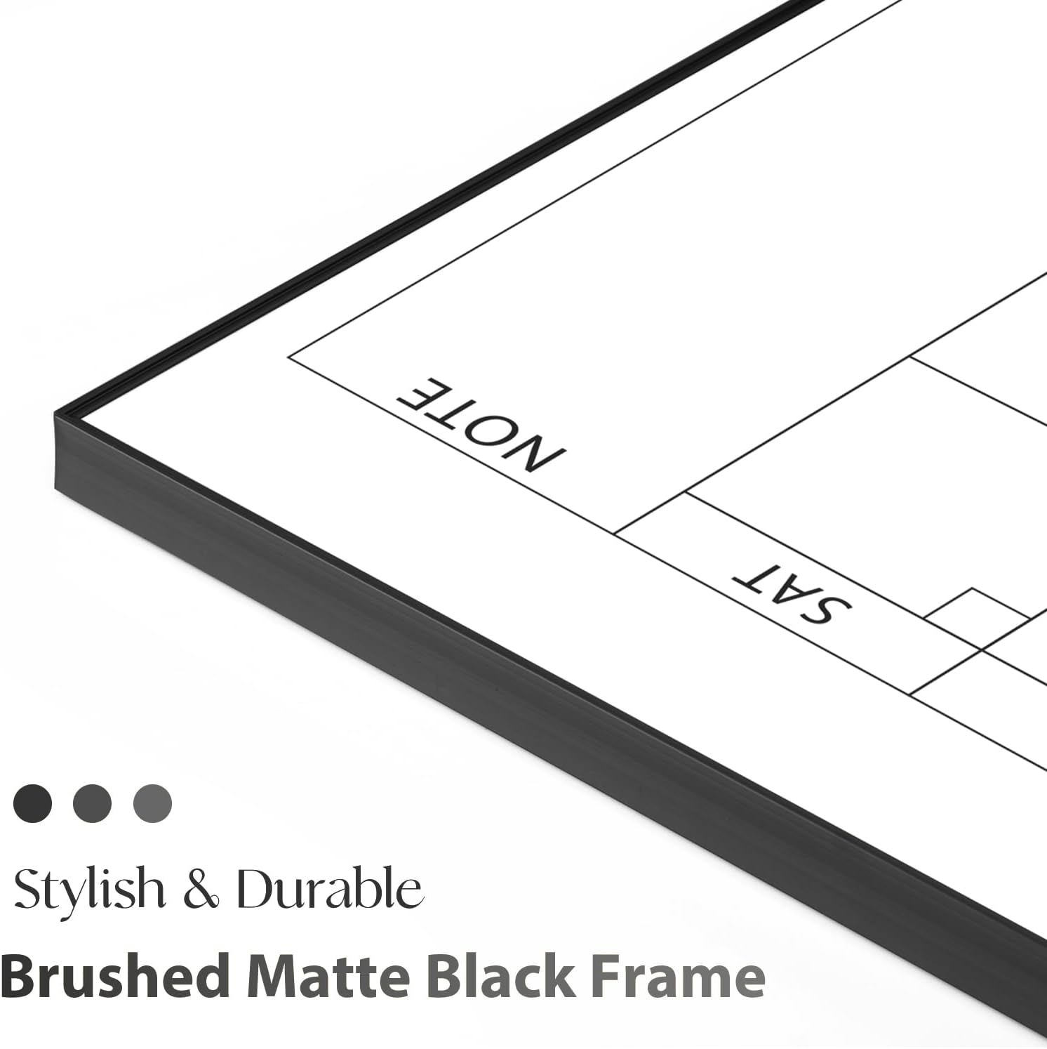 Detalle de ARCOBIS COM2418-MONTH-Black-H Dry Erase Calendar, 24" x 18", Magnetic with Cork Board