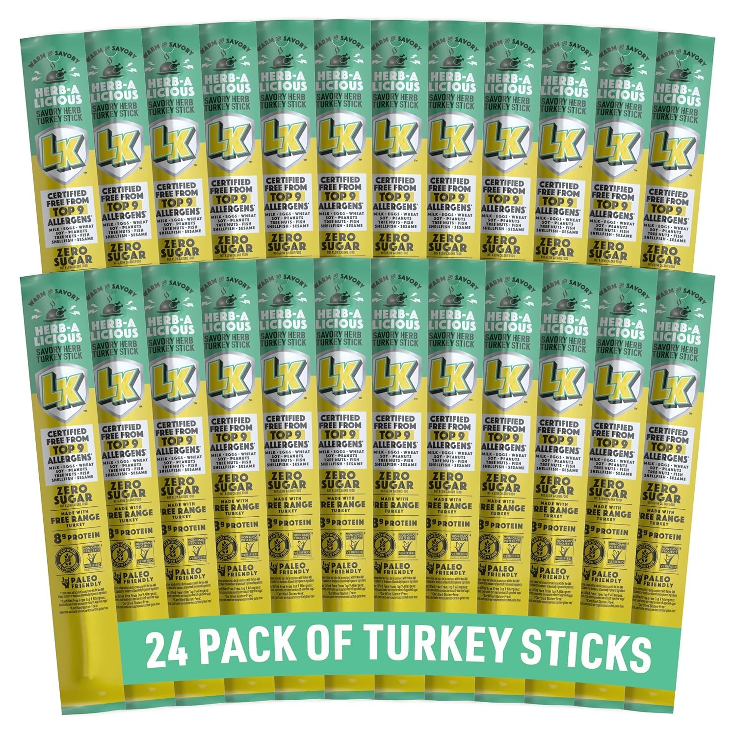 Detalle de Lorissa’s Kitchen 10000042953 Herb-A-Licious Turkey Sticks, 24-Pack, Zero Sugar