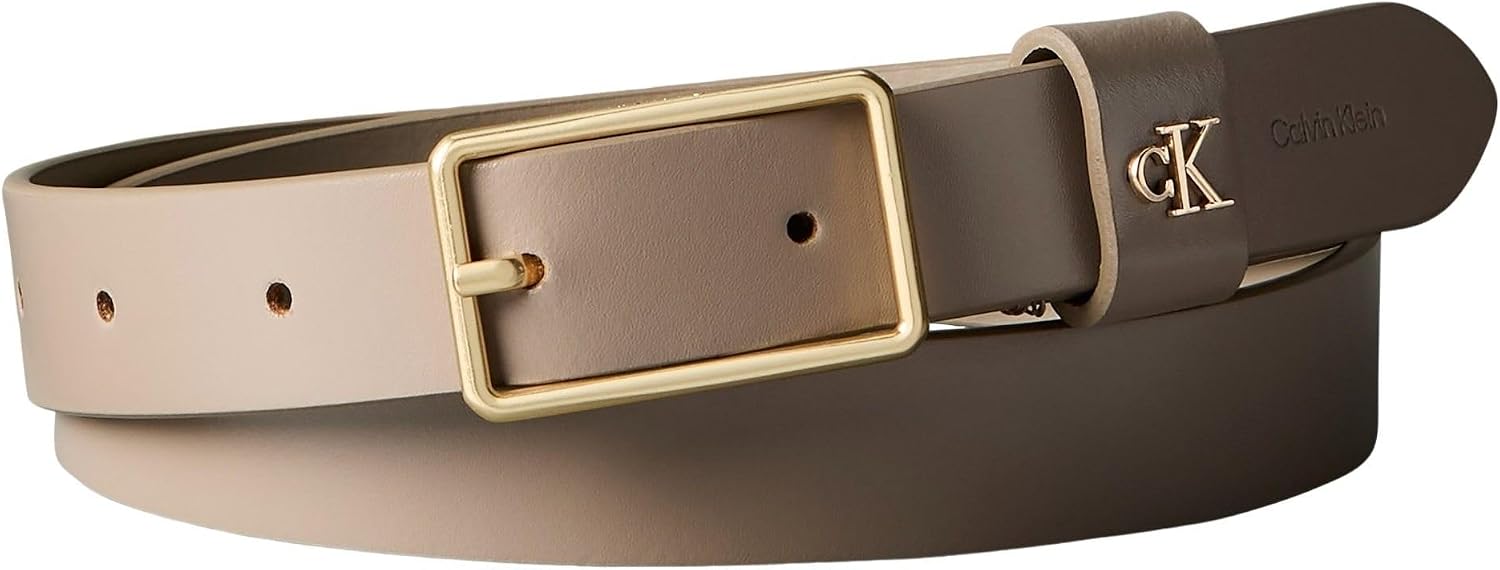 Detalle de Calvin Klein Donna Cintura Square Buckle Loop con logo, larghezza 2,5 cm
