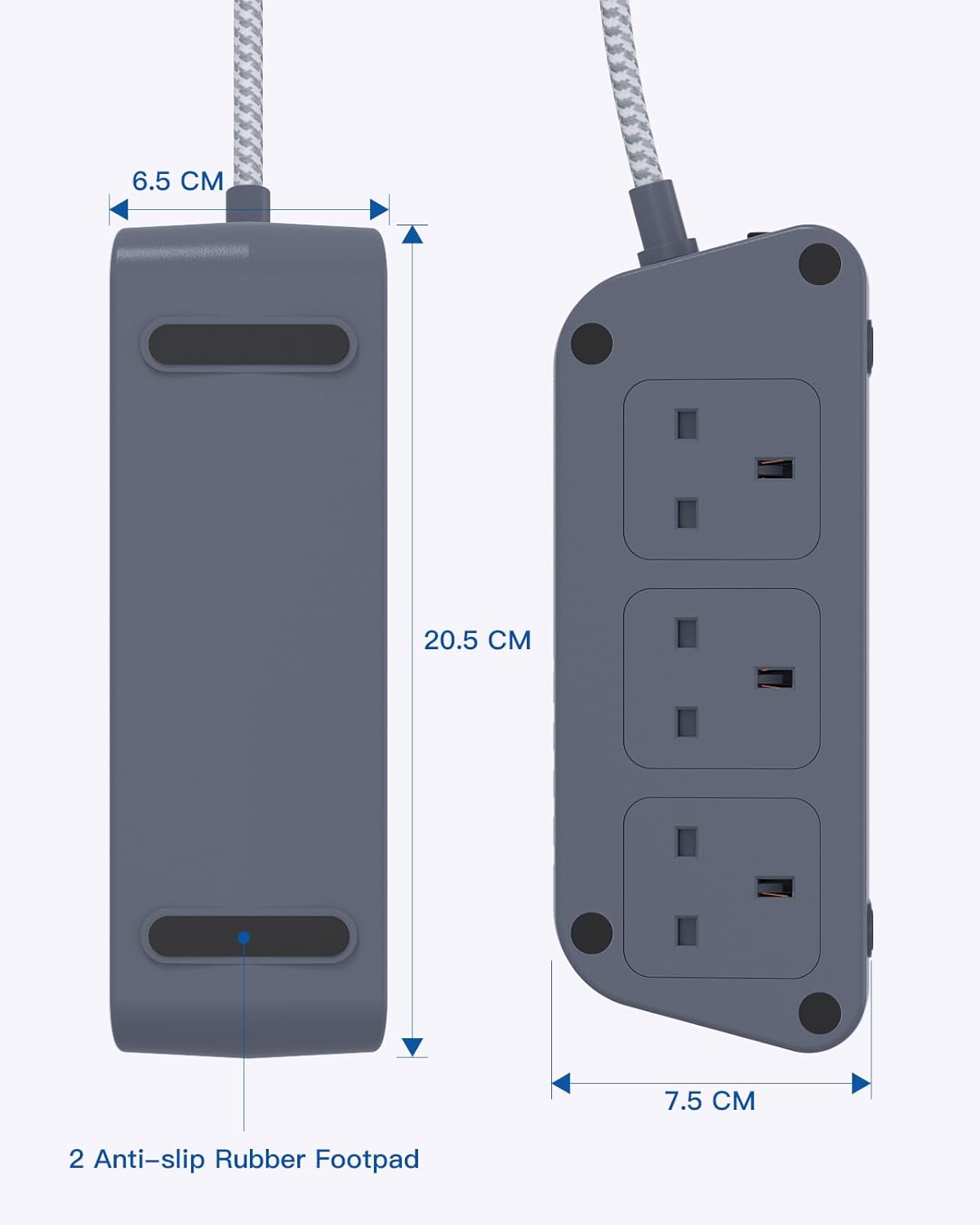 Thumbnail 6 de Gray Extension Lead 6-Way with 5 USB (3250W) 🔌